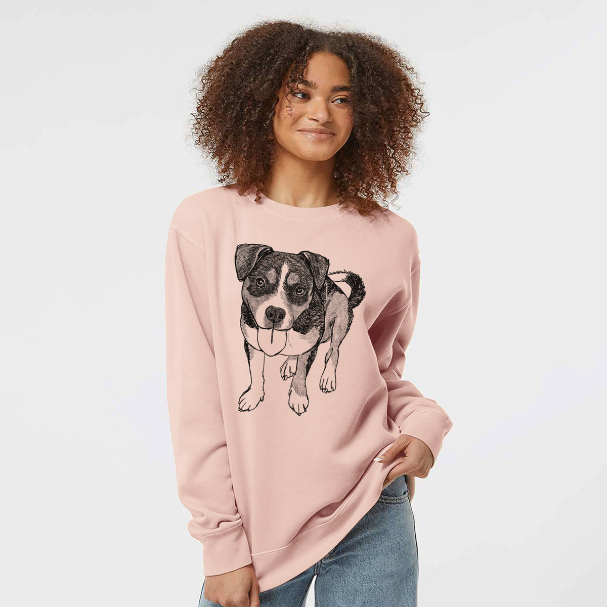 Doodled Paisley the Mixed Breed - Unisex Pigment Dyed Crew Sweatshirt