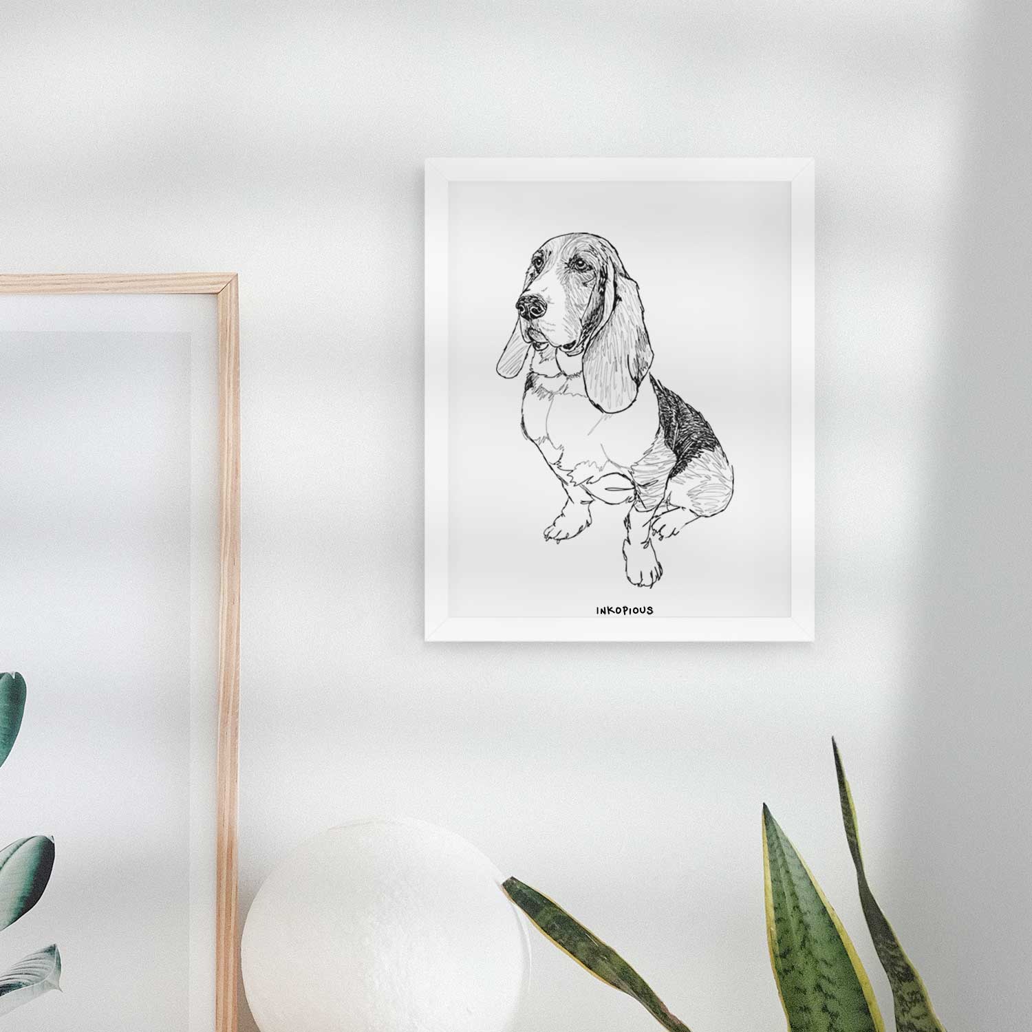 Doodled Pearl the Basset Hound Art Print