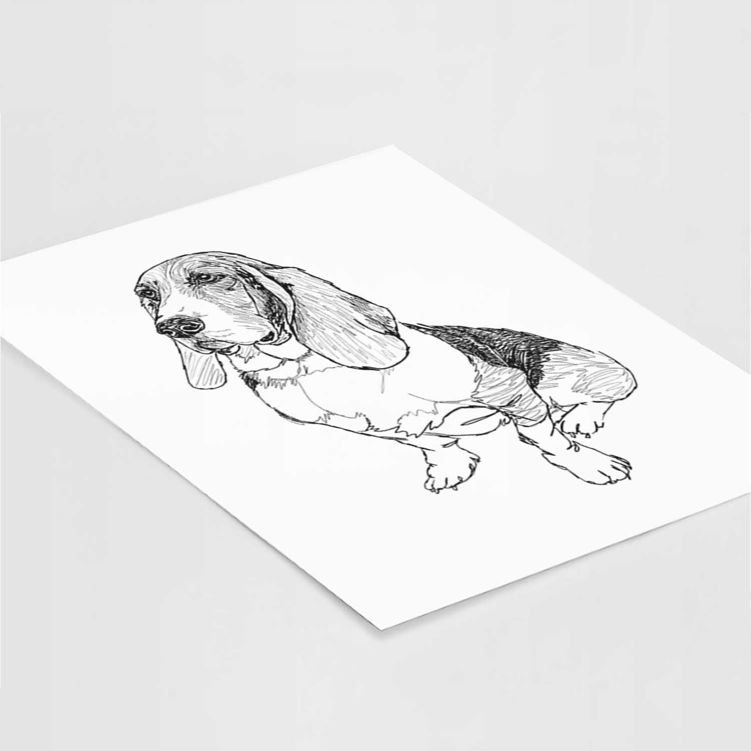 Doodled Pearl the Basset Hound Art Print