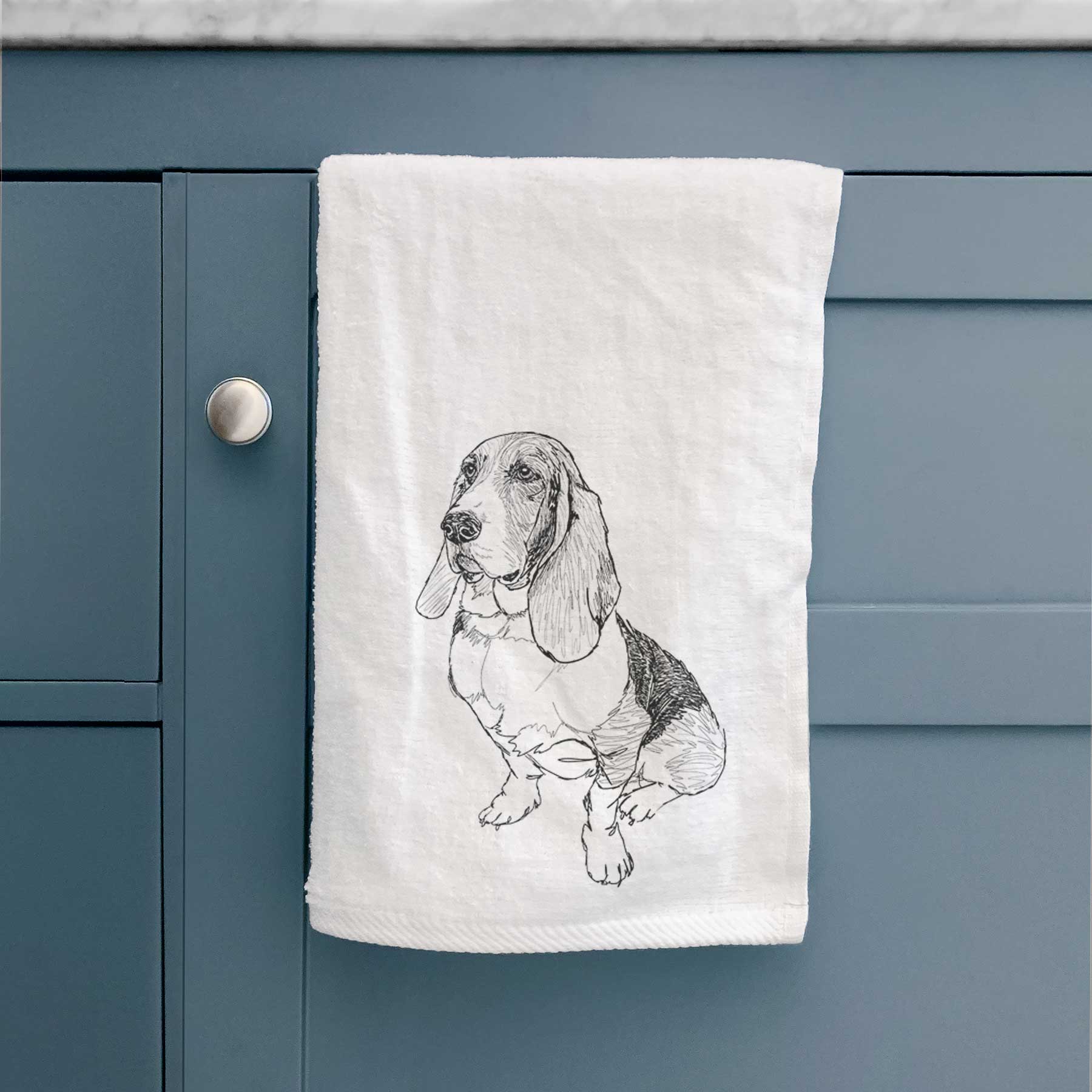 Doodled Pearl the Basset Hound Decorative Hand Towel