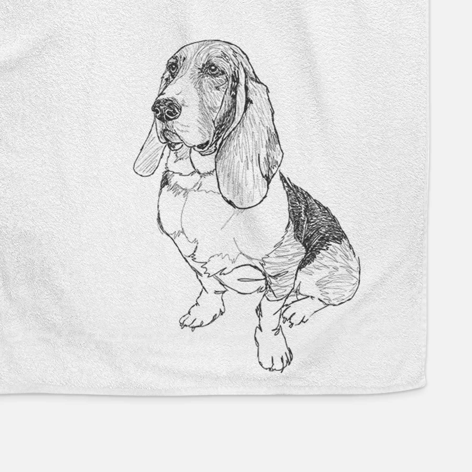 Doodled Pearl the Basset Hound Decorative Hand Towel