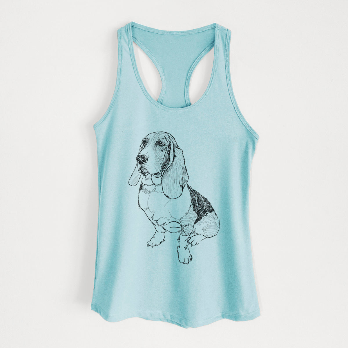 Doodled Pearl the Basset Hound - Women&#39;s Racerback Tanktop