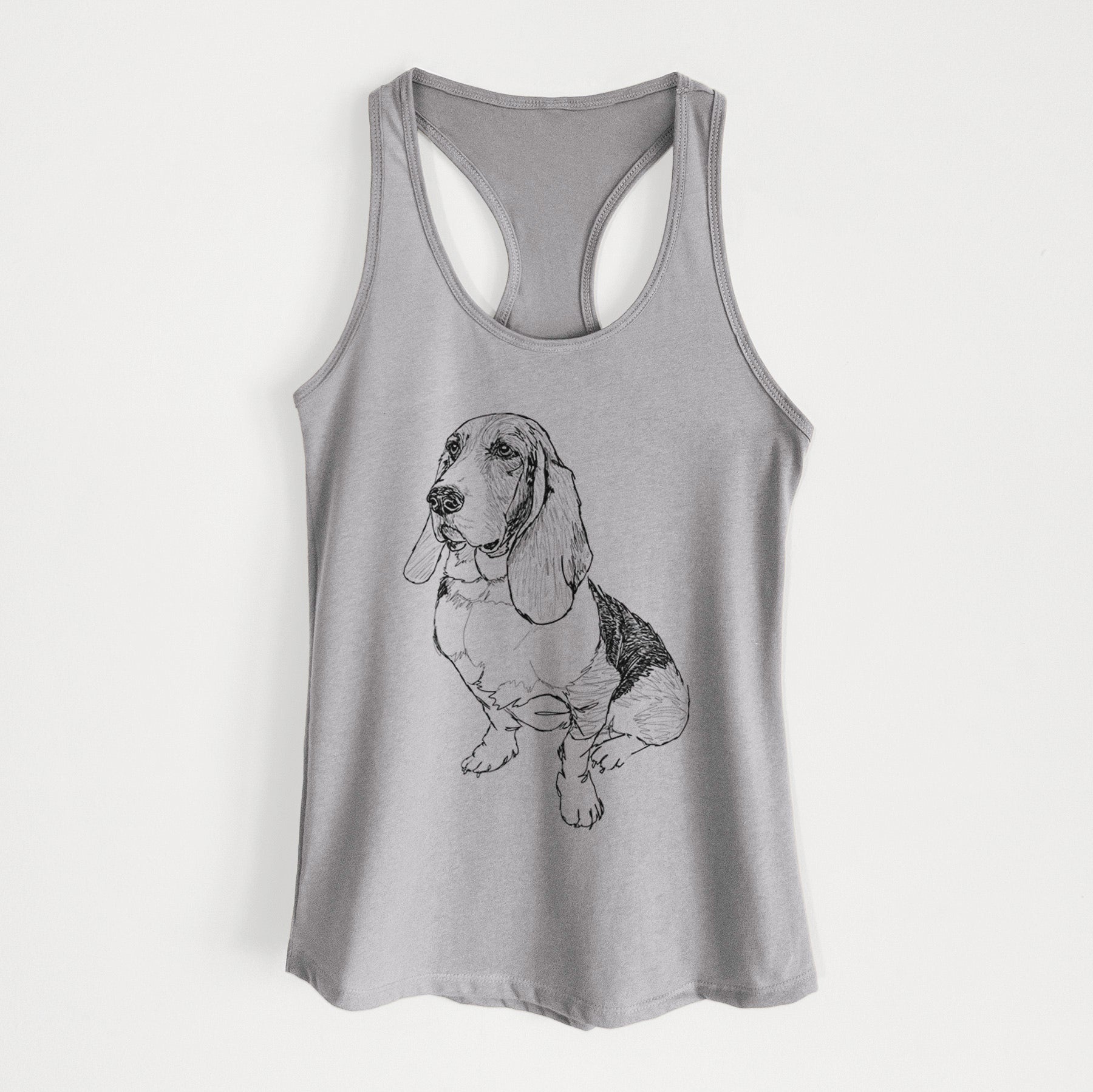 Doodled Pearl the Basset Hound - Women's Racerback Tanktop