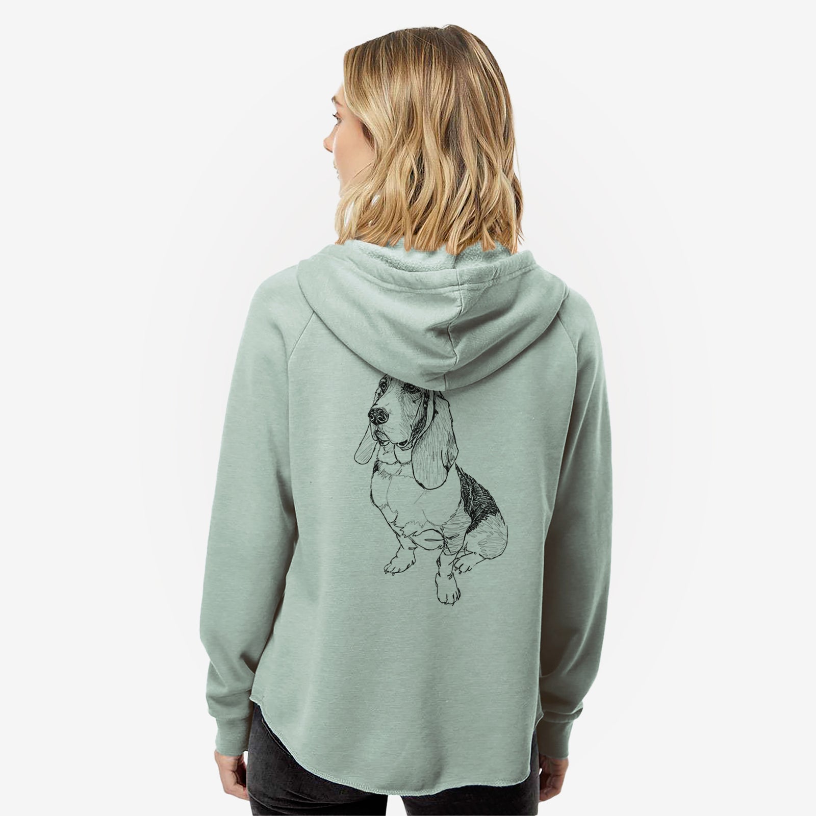 Doodled Pearl the Basset Hound - Women's Cali Wave Zip-Up Sweatshirt