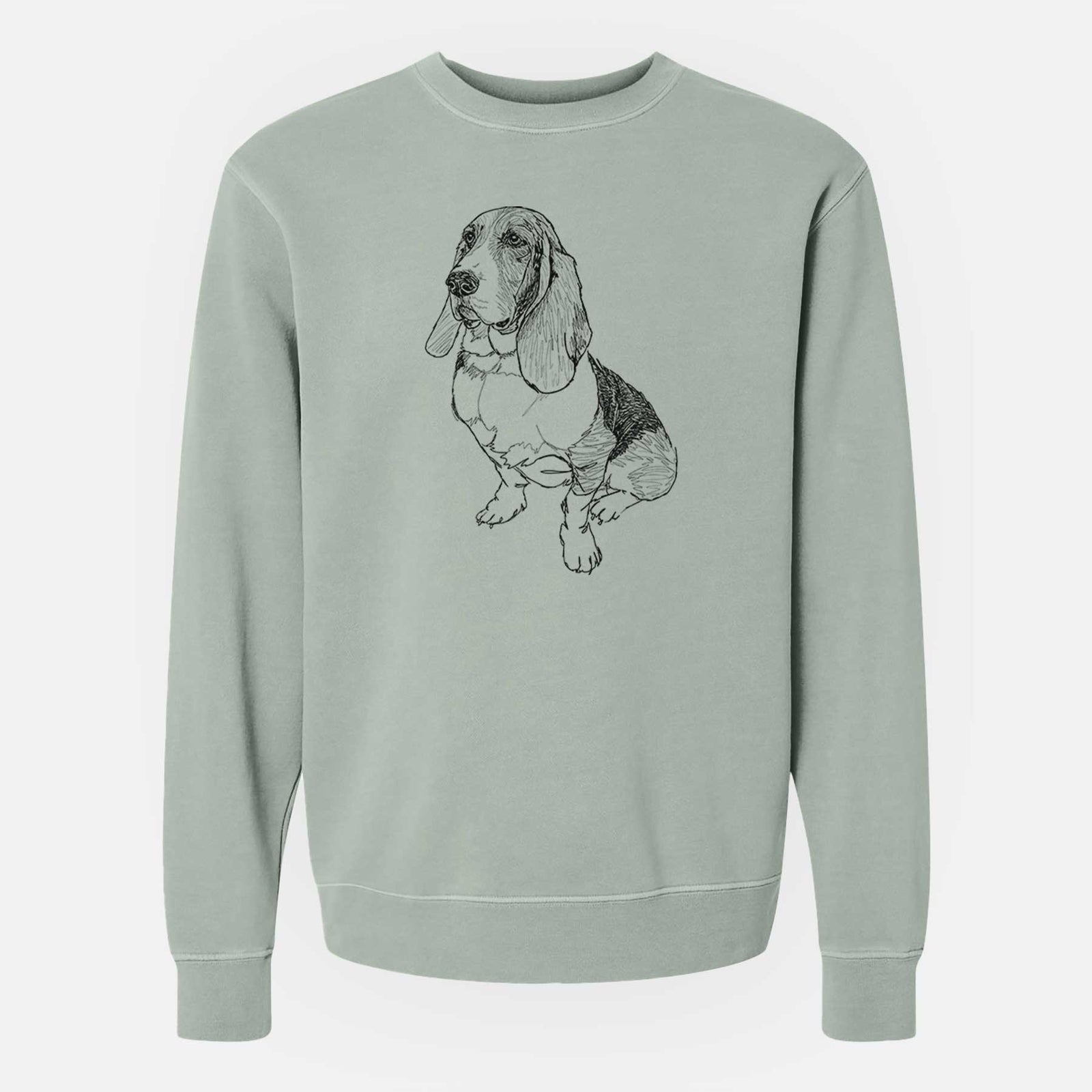 Doodled Pearl the Basset Hound - Unisex Pigment Dyed Crew Sweatshirt