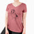 Doodled Pearl the Basset Hound - Women's V-neck Shirt