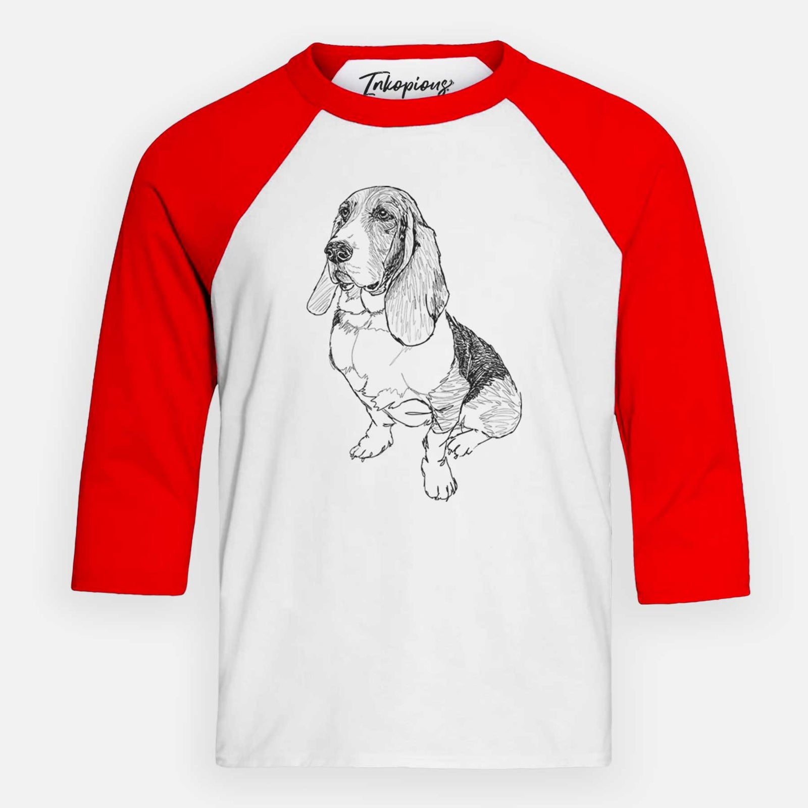 Doodled Pearl the Basset Hound - Youth 3/4 Long Sleeve