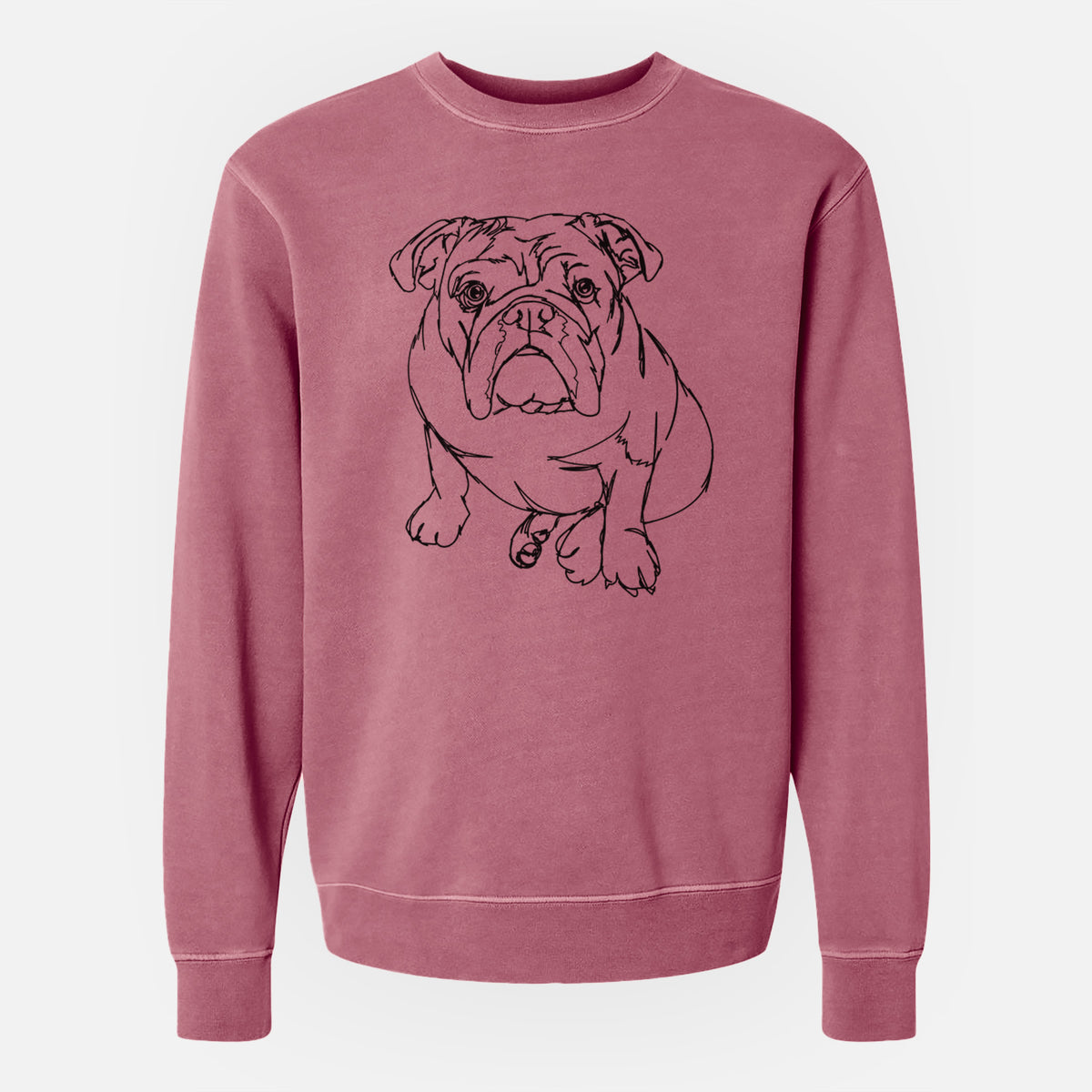 Doodled Penny the English Bulldog - Unisex Pigment Dyed Crew Sweatshirt