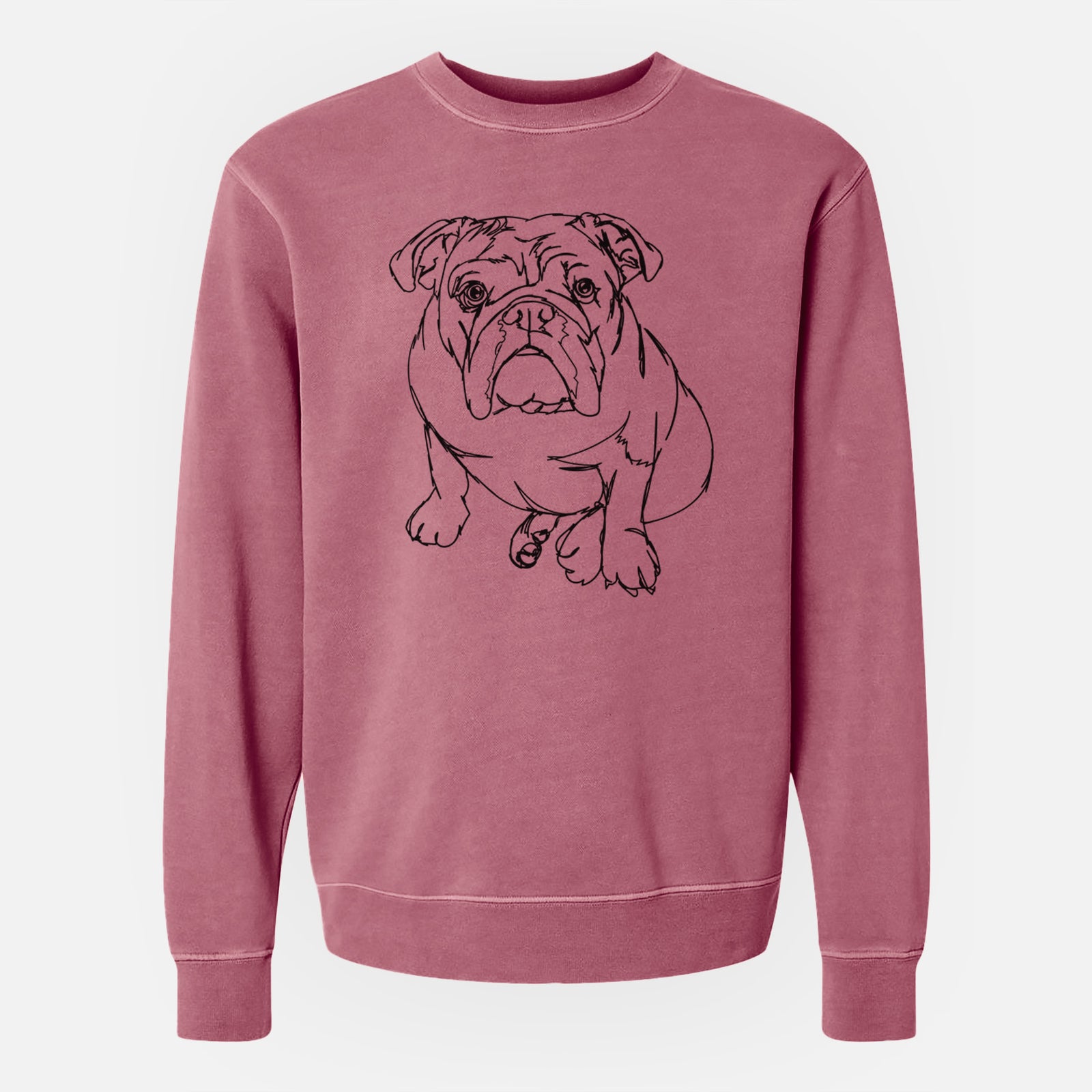Doodled Penny the English Bulldog - Unisex Pigment Dyed Crew Sweatshirt