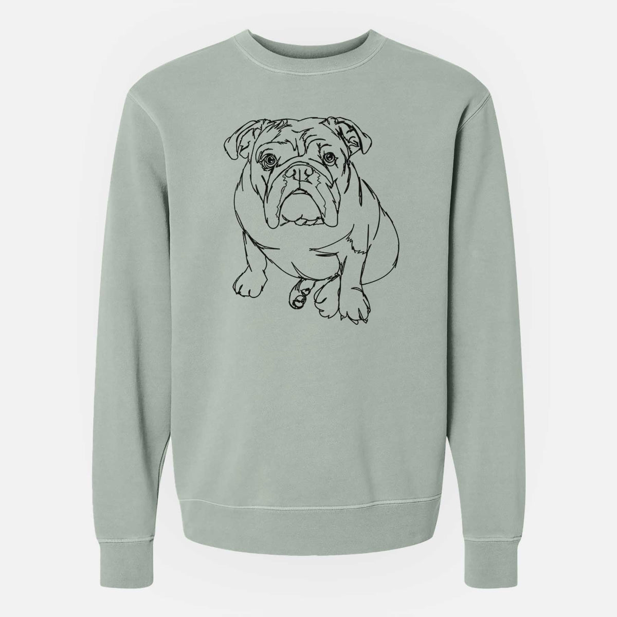 Doodled Penny the English Bulldog - Unisex Pigment Dyed Crew Sweatshirt