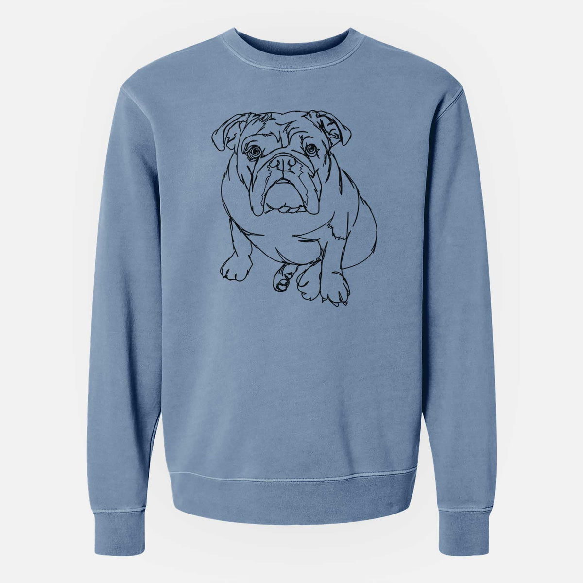 Doodled Penny the English Bulldog - Unisex Pigment Dyed Crew Sweatshirt