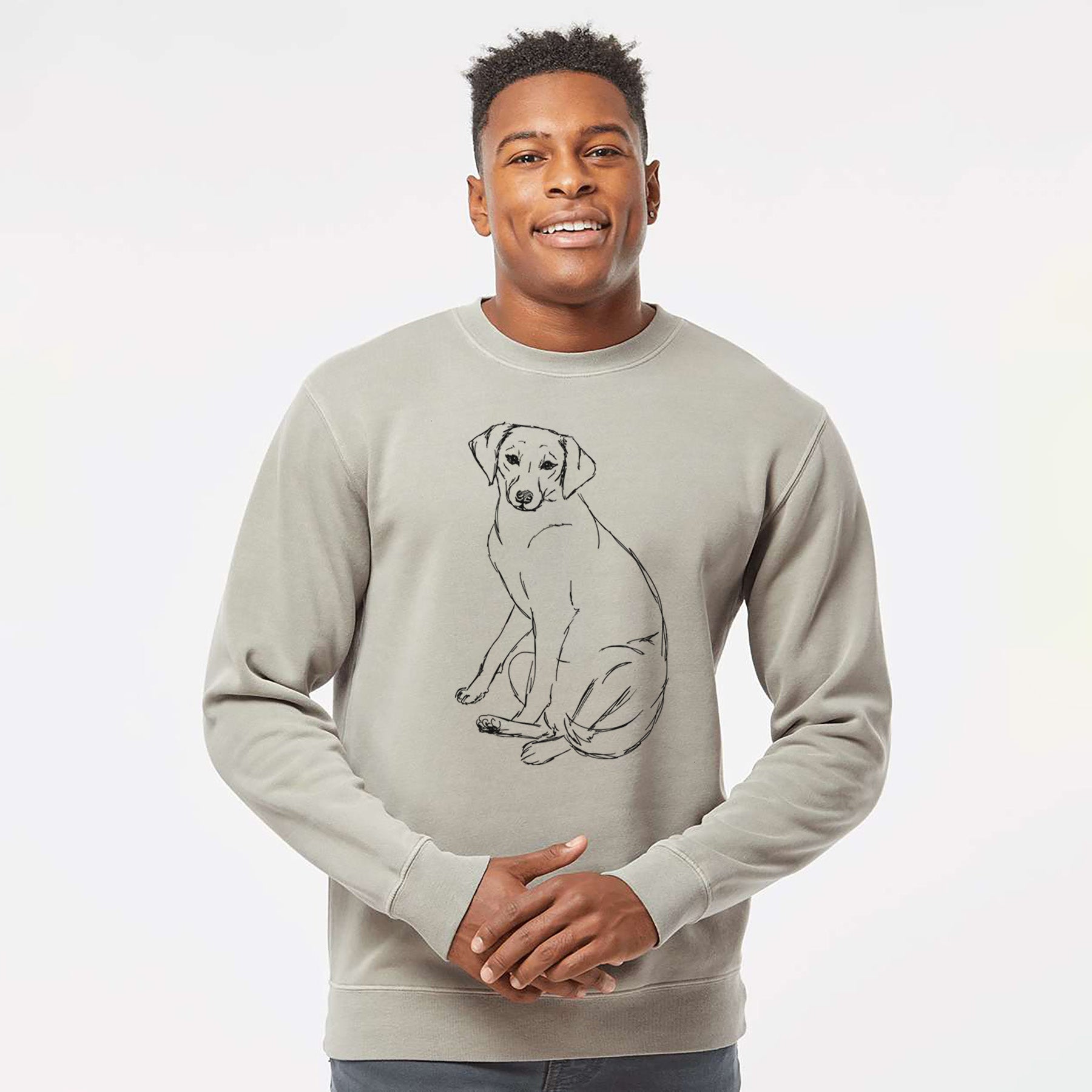 Doodled Penny the Mixed Breed - Unisex Pigment Dyed Crew Sweatshirt