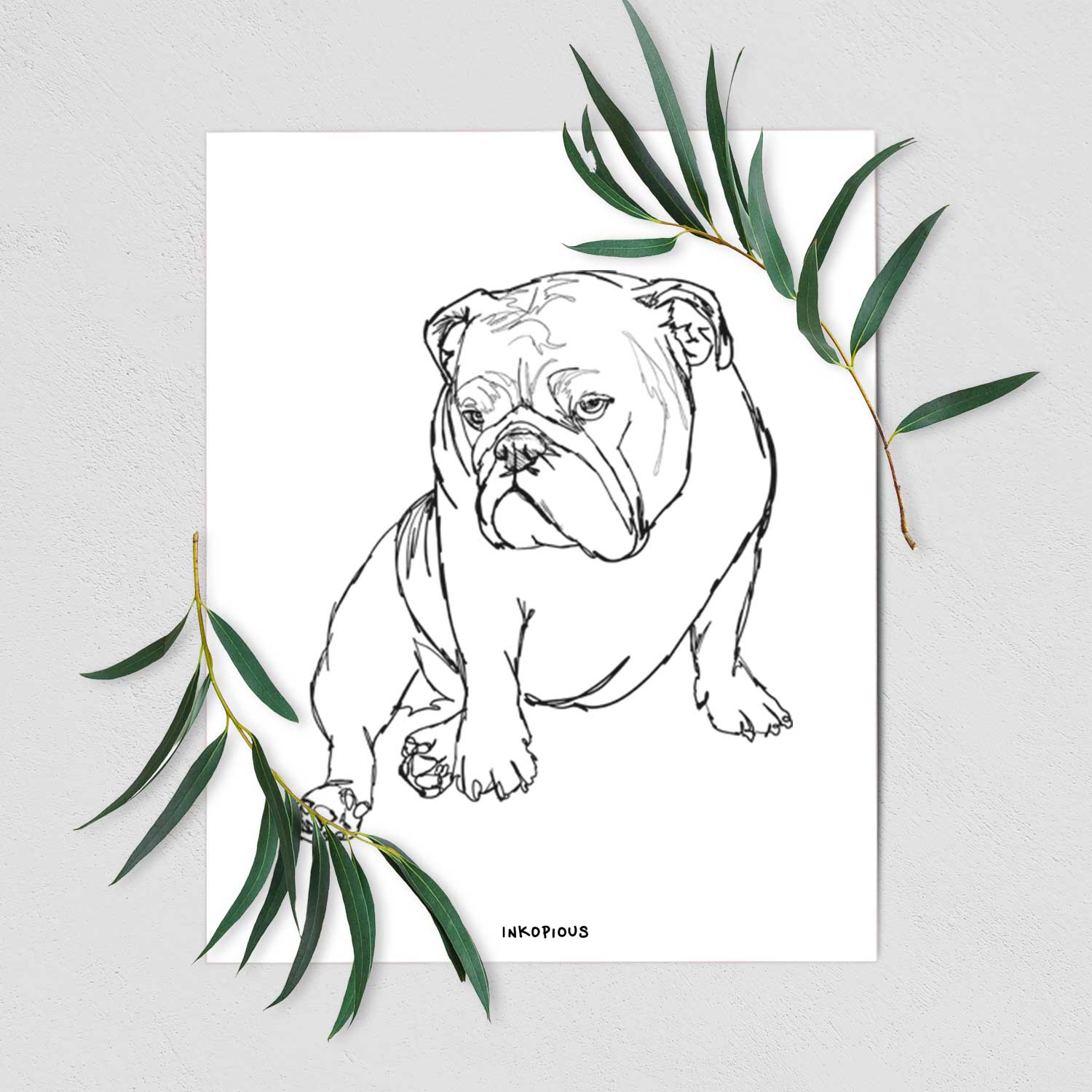 Doodled Penny the English Bulldog Art Print