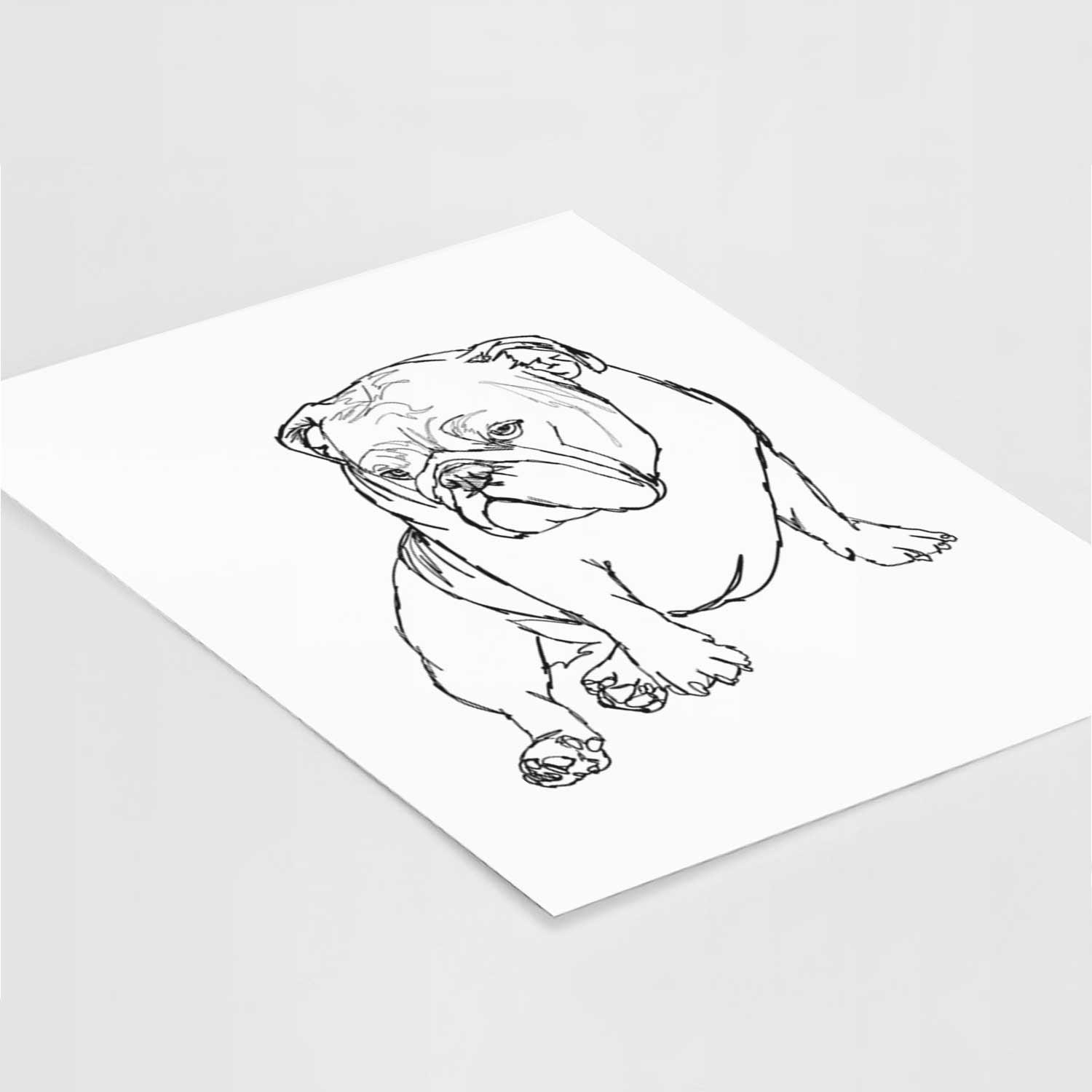 Doodled Penny the English Bulldog Art Print