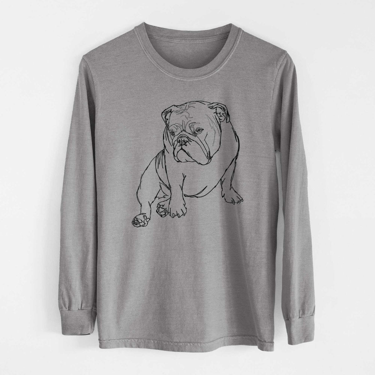 Doodled Penny the English Bulldog - Heavyweight 100% Cotton Long Sleeve