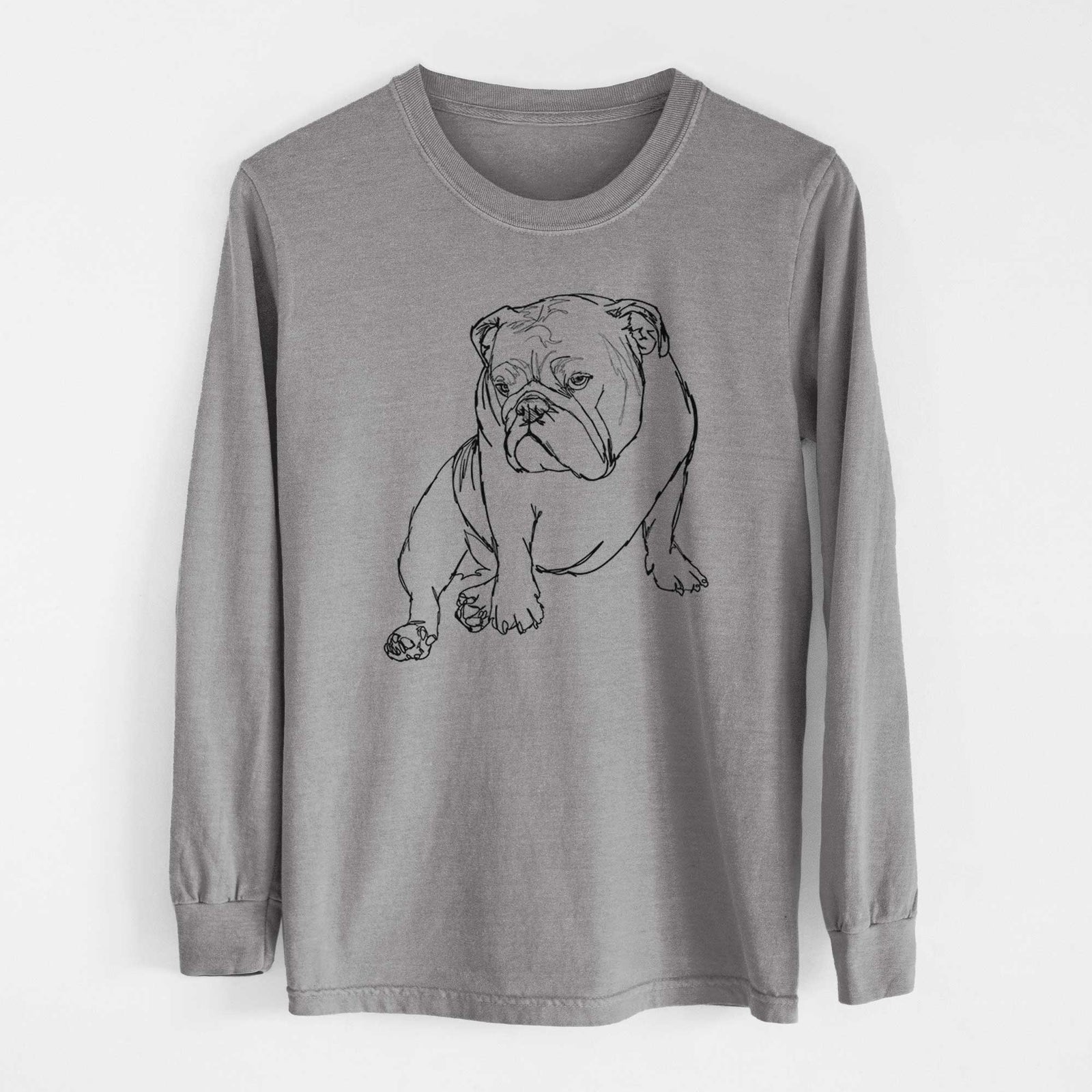 Doodled Penny the English Bulldog - Heavyweight 100% Cotton Long Sleeve