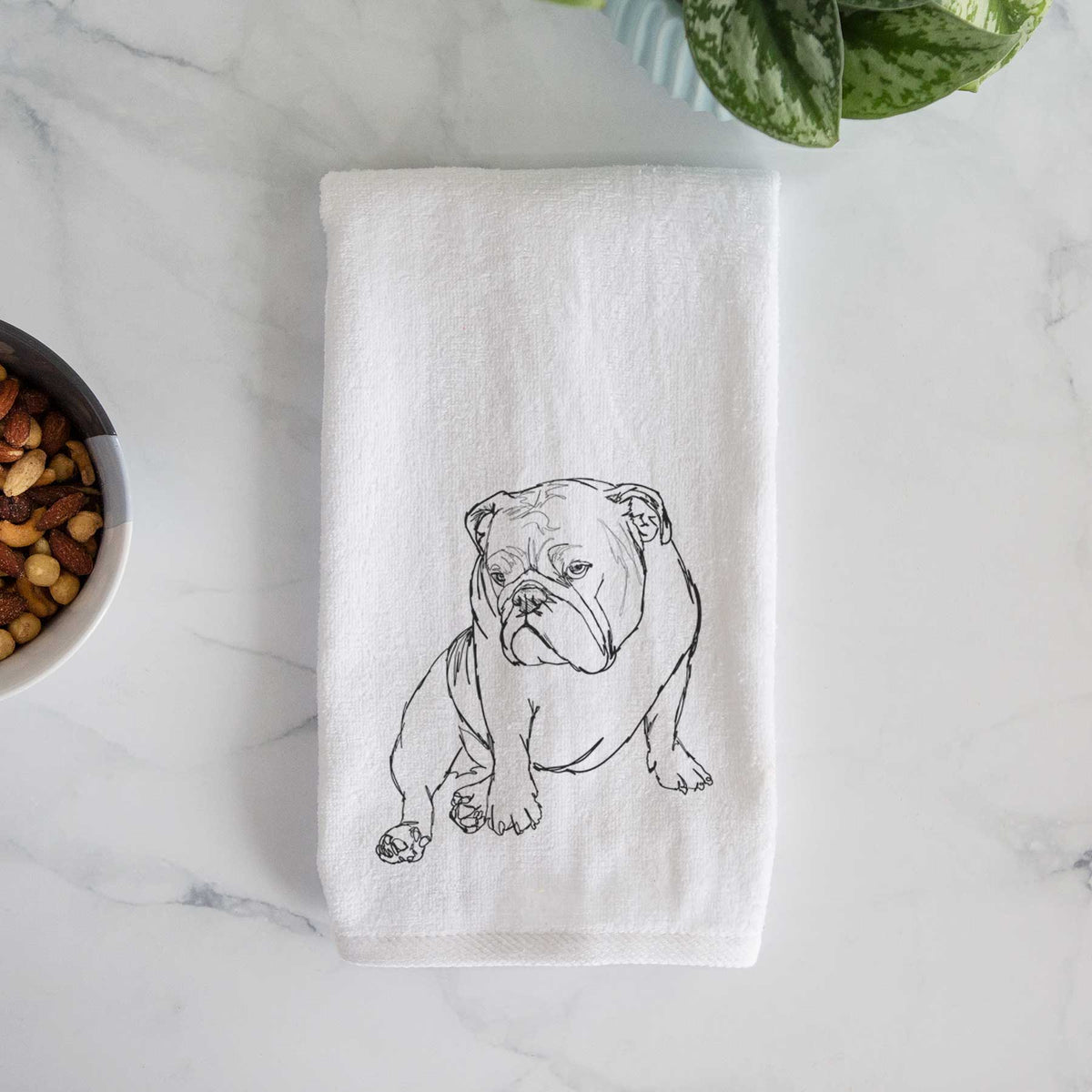 Doodled Penny the English Bulldog Decorative Hand Towel