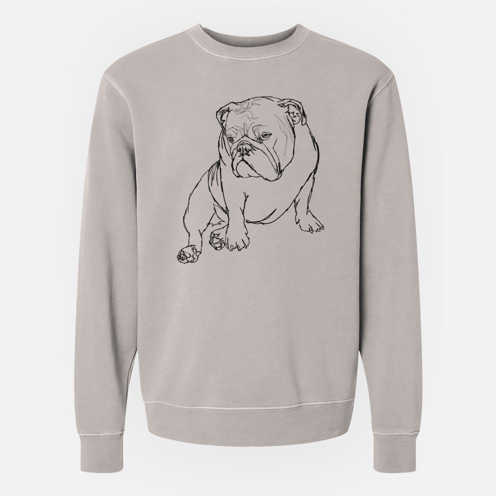Doodled Penny the English Bulldog - Unisex Pigment Dyed Crew Sweatshirt