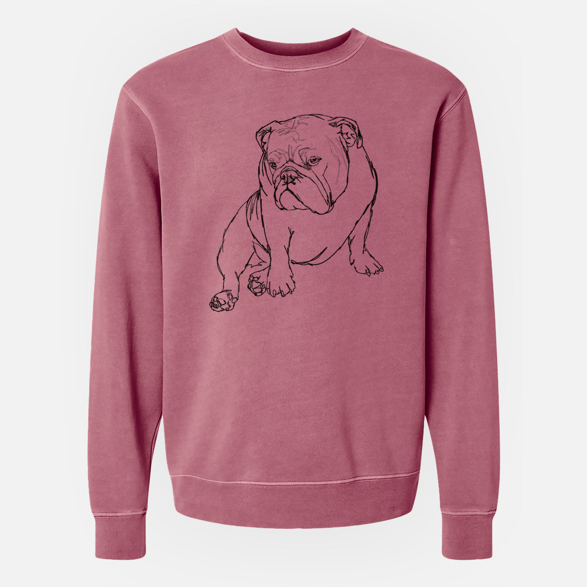Doodled Penny the English Bulldog - Unisex Pigment Dyed Crew Sweatshirt
