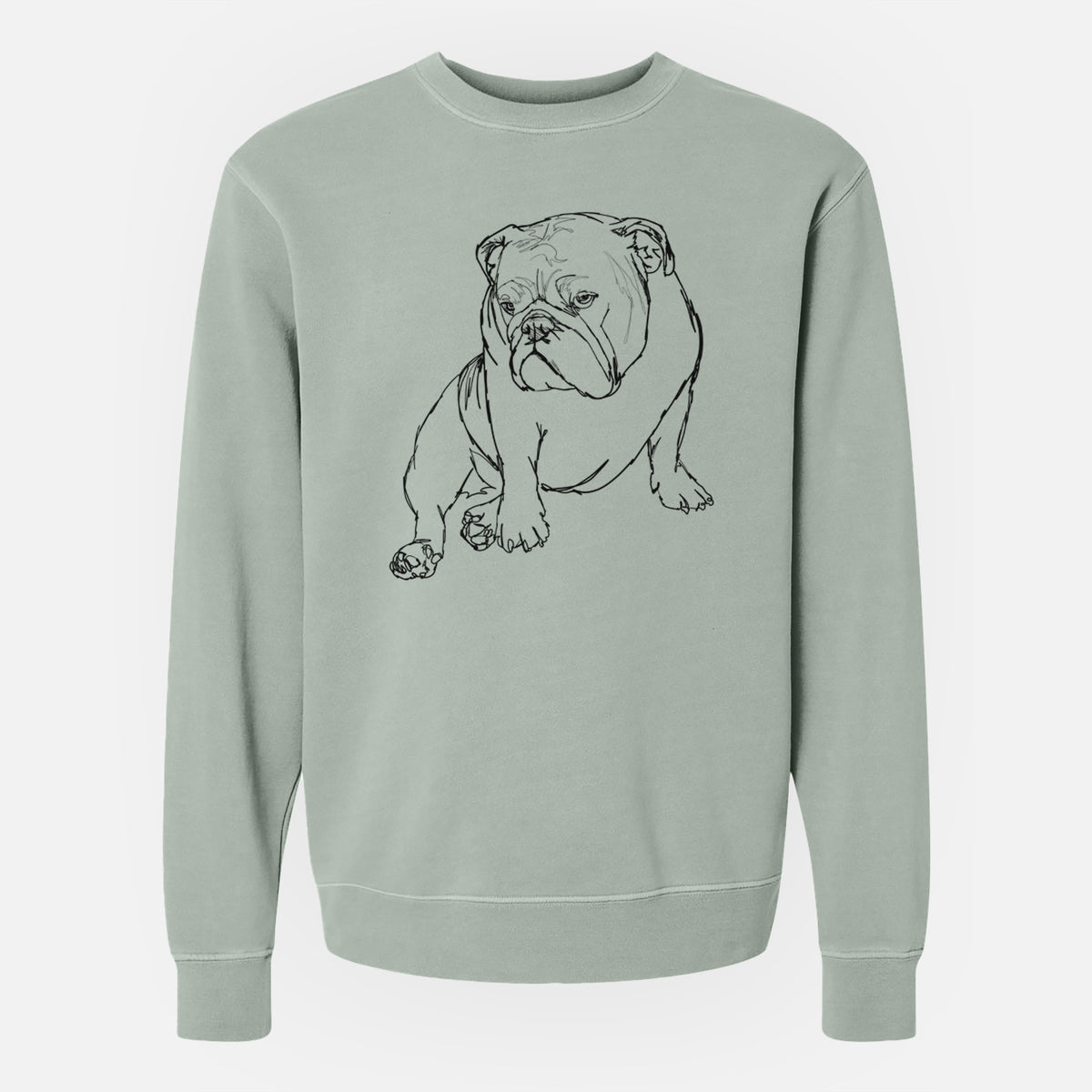 Doodled Penny the English Bulldog - Unisex Pigment Dyed Crew Sweatshirt