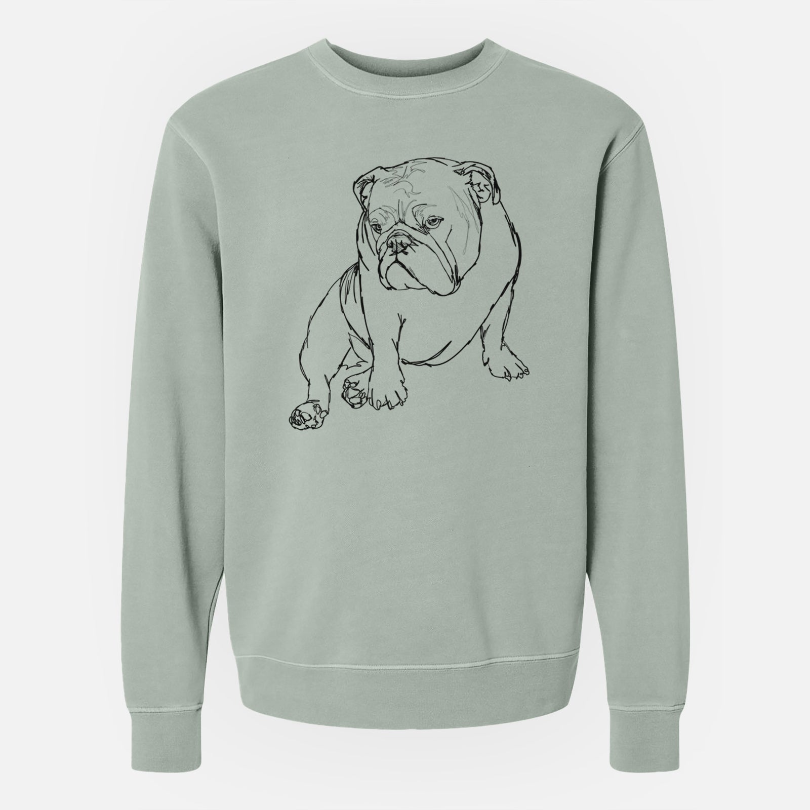 Doodled Penny the English Bulldog - Unisex Pigment Dyed Crew Sweatshirt