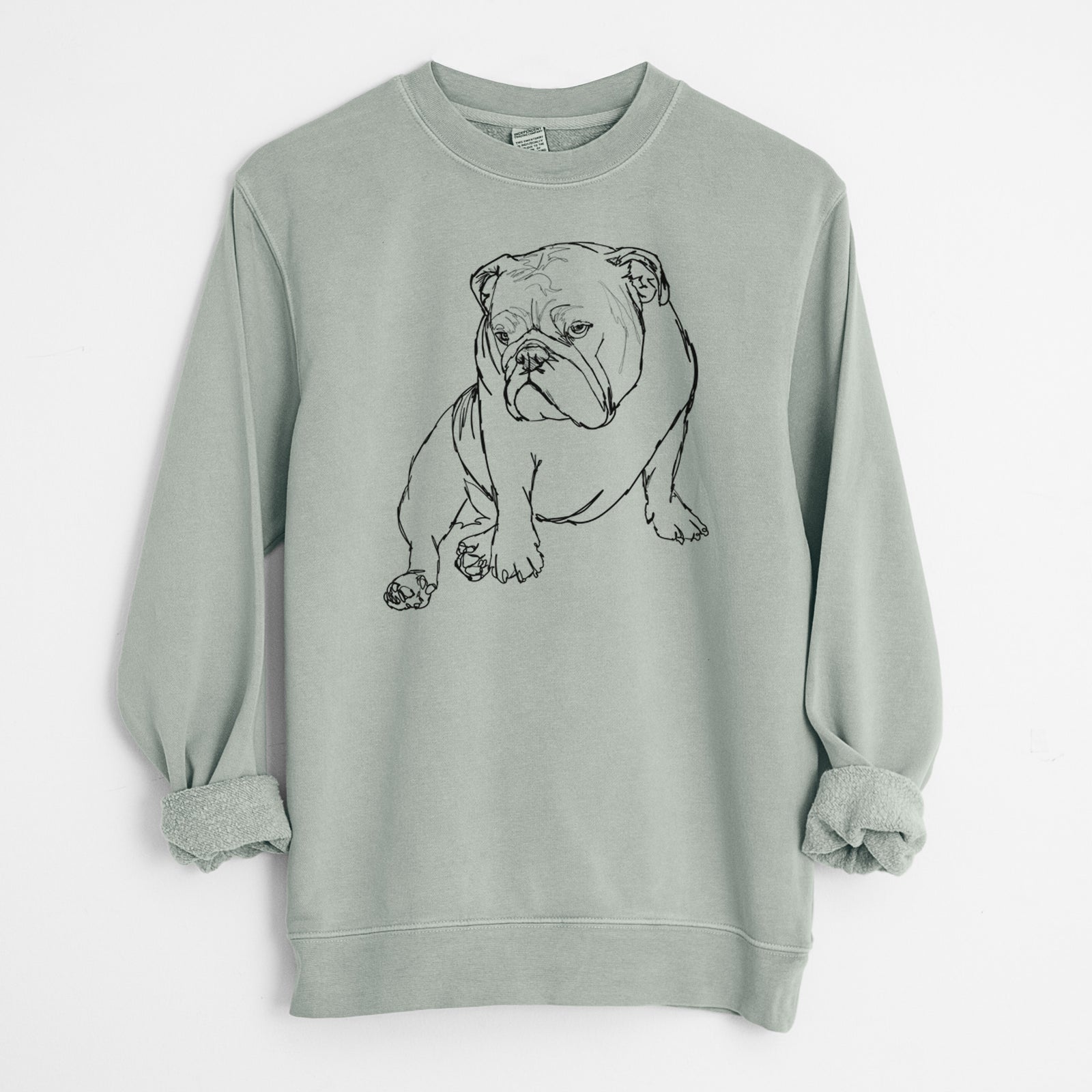 Doodled Penny the English Bulldog - Unisex Pigment Dyed Crew Sweatshirt
