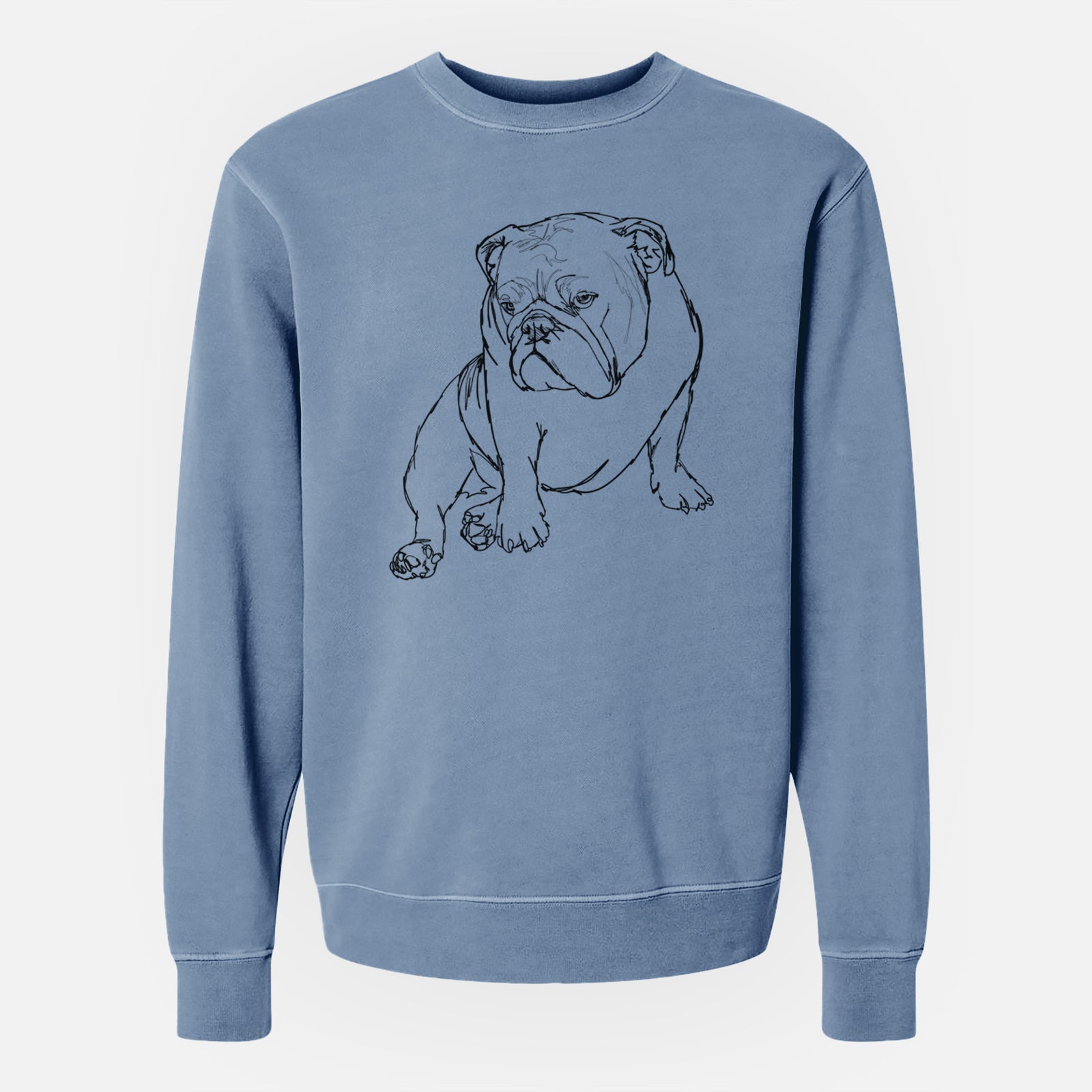 Doodled Penny the English Bulldog - Unisex Pigment Dyed Crew Sweatshirt