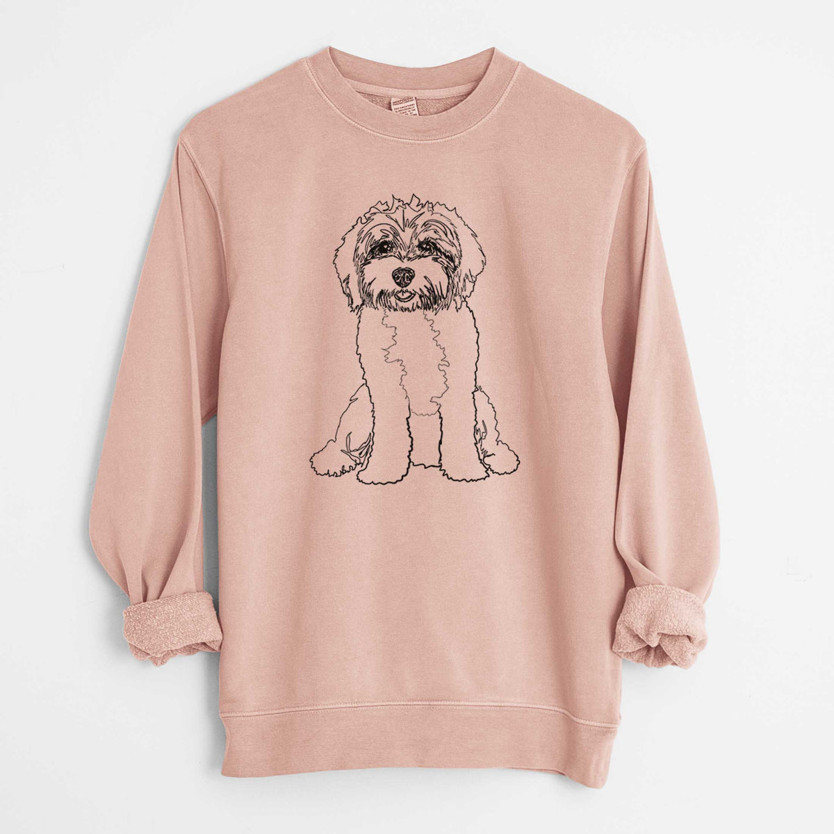 Doodled Penny Lane the Cavapoo - Unisex Pigment Dyed Crew Sweatshirt