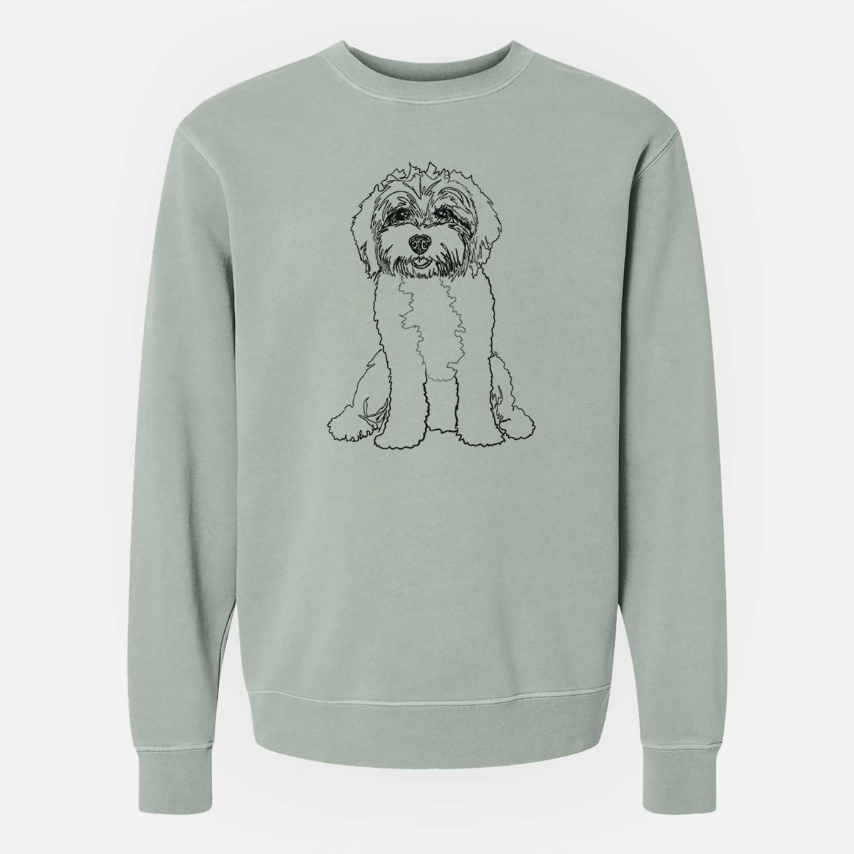 Doodled Penny Lane the Cavapoo - Unisex Pigment Dyed Crew Sweatshirt