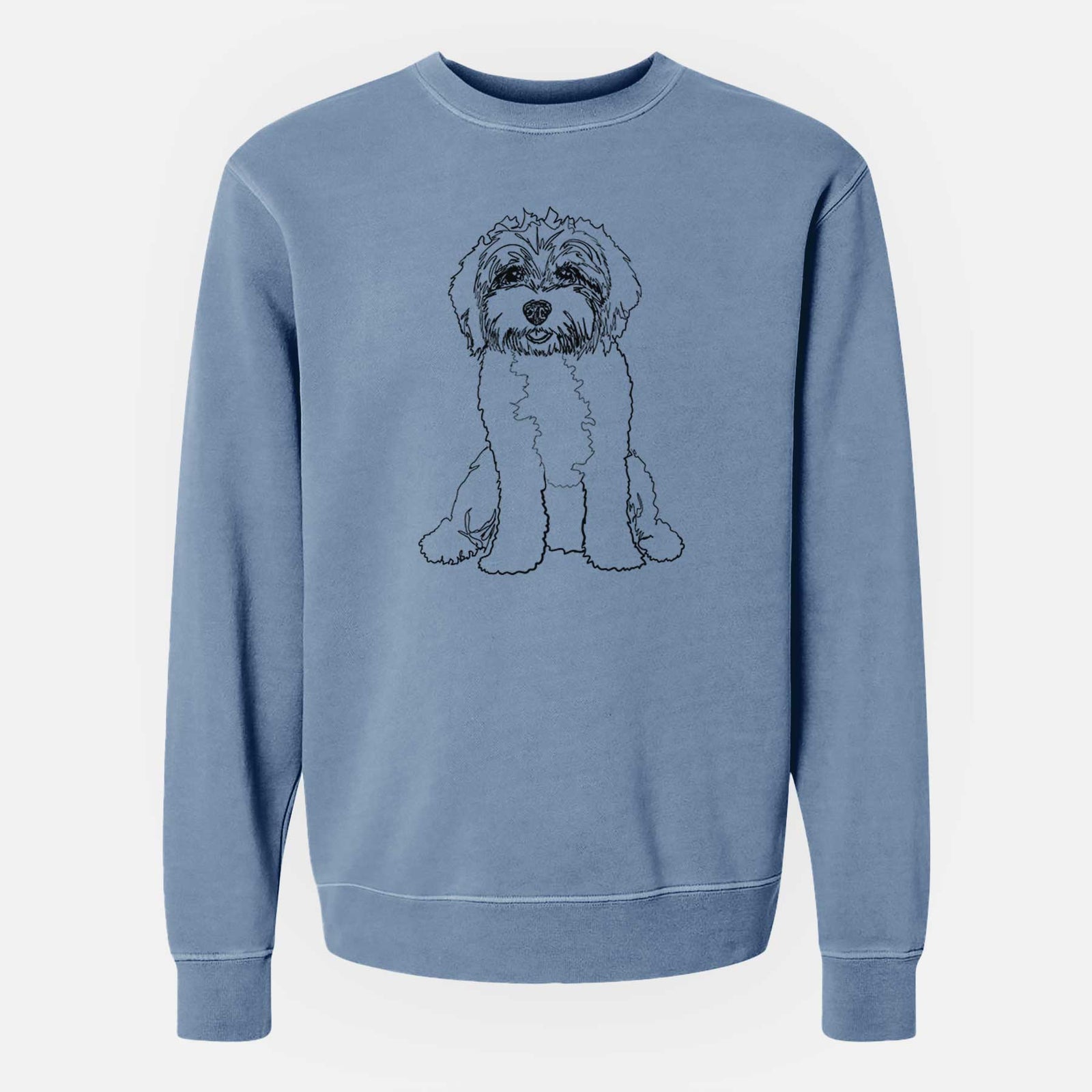 Doodled Penny Lane the Cavapoo - Unisex Pigment Dyed Crew Sweatshirt