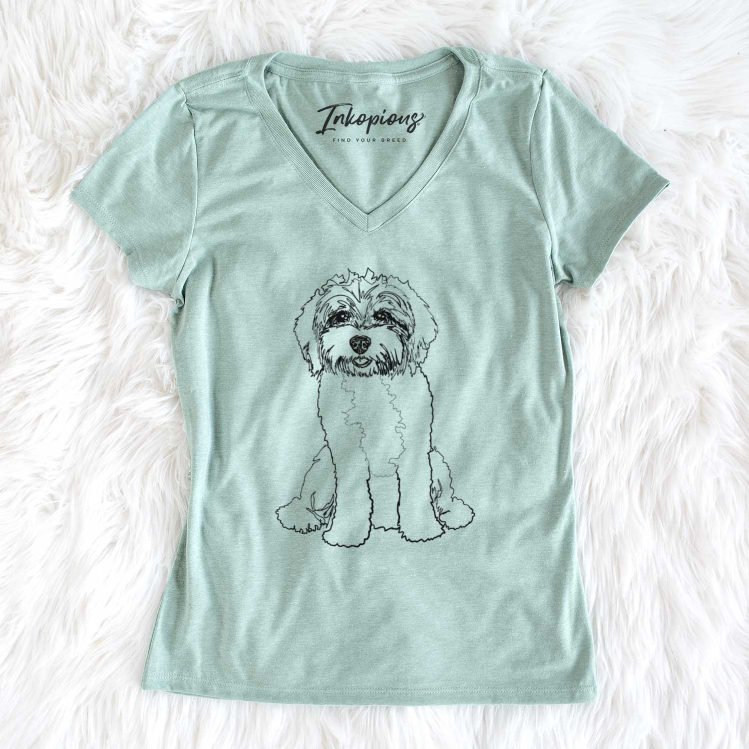 Doodled Penny Lane the Cavapoo - Women's V-neck Shirt