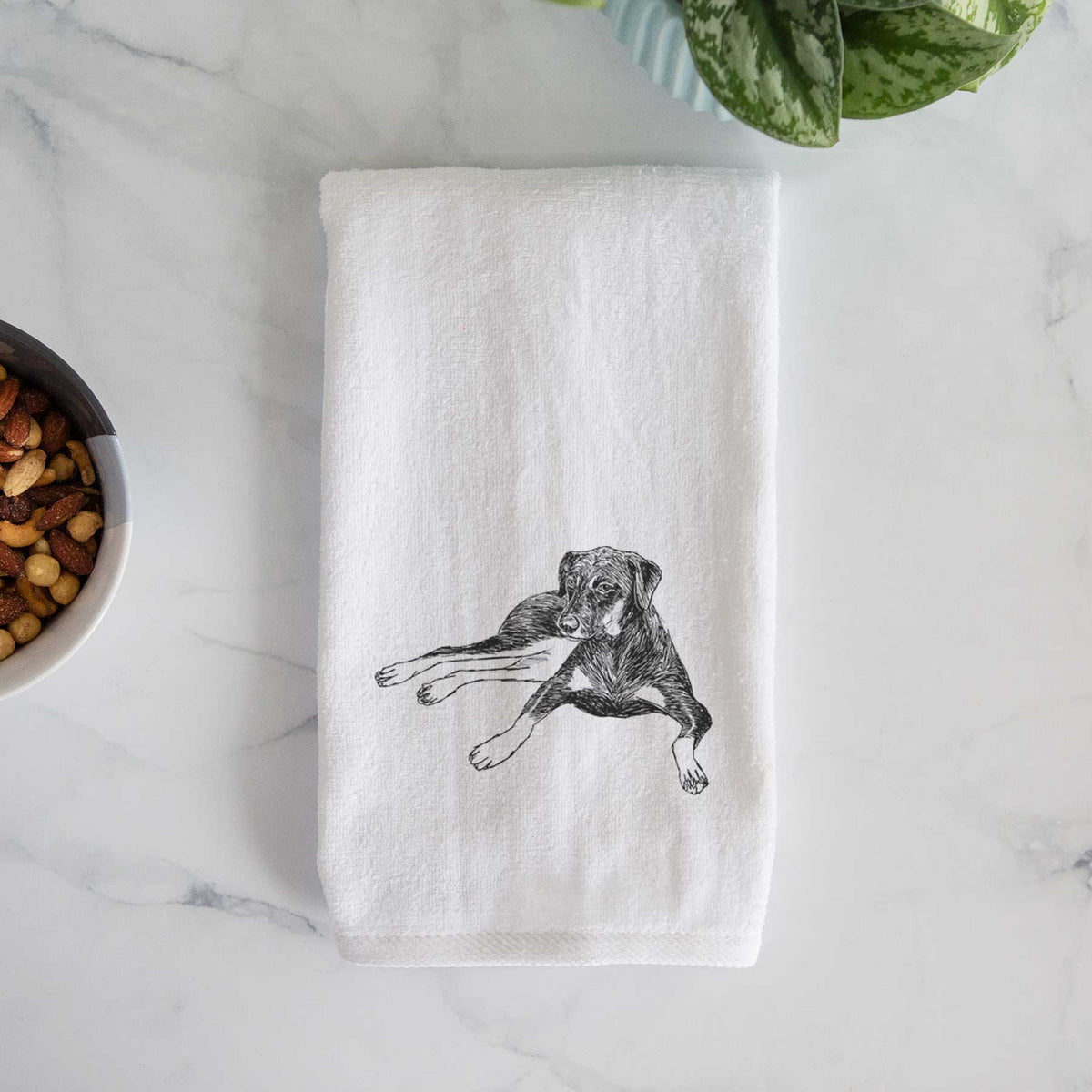 Doodled Penny Lee the Mixed Breed Decorative Hand Towel