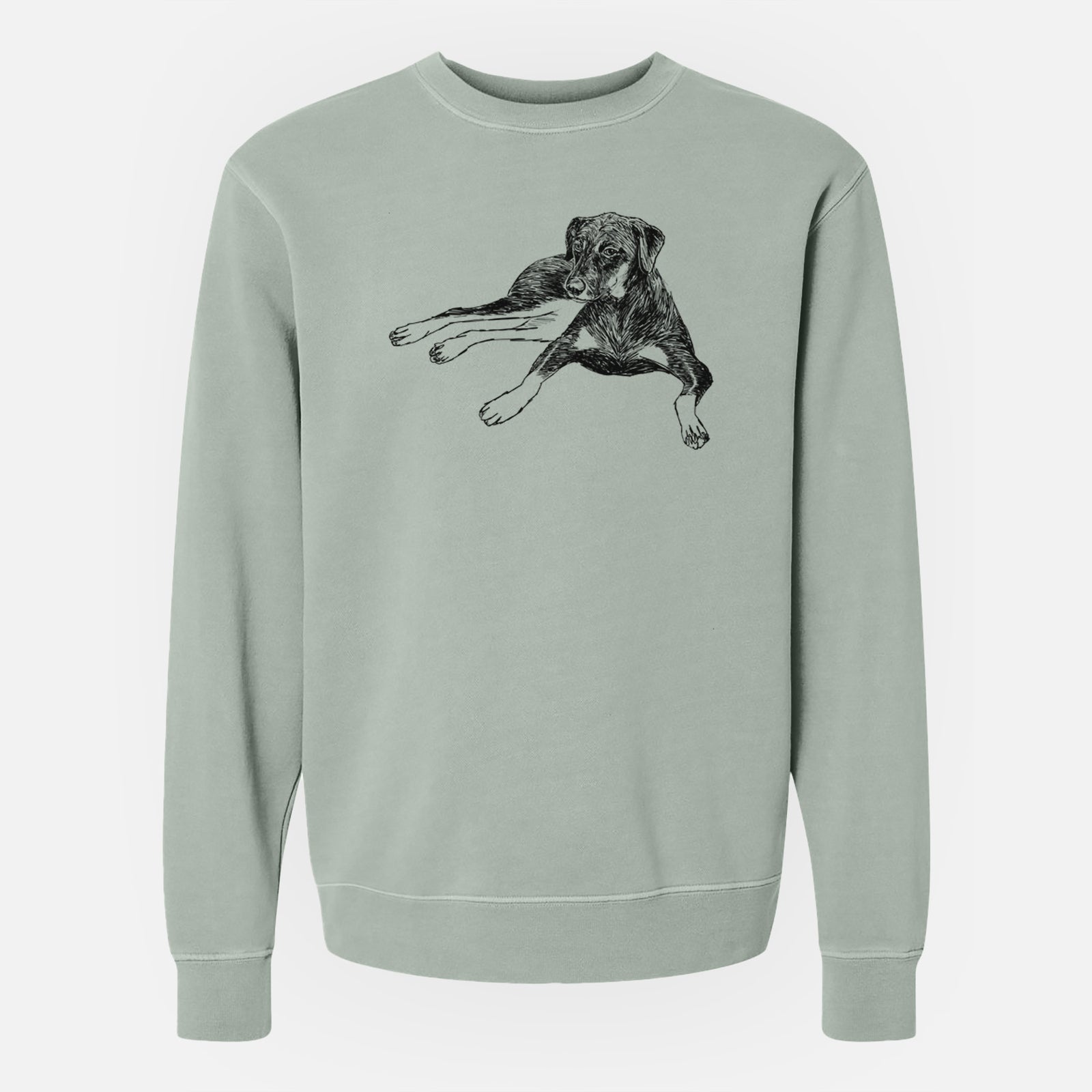 Doodled Penny Lee the Mixed Breed - Unisex Pigment Dyed Crew Sweatshirt
