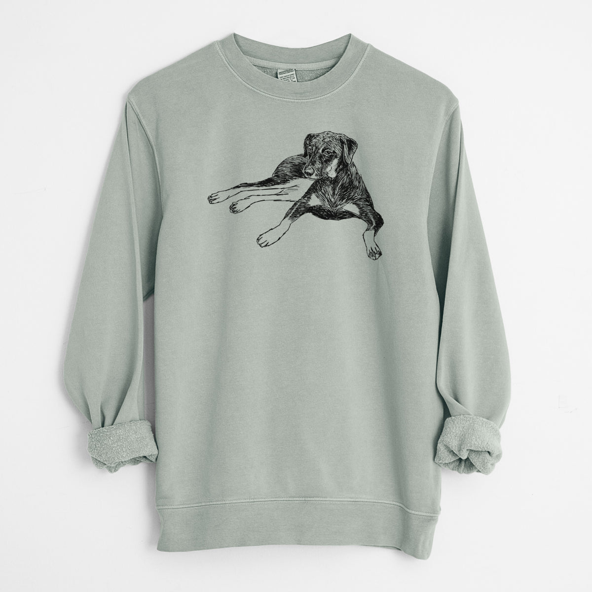 Doodled Penny Lee the Mixed Breed - Unisex Pigment Dyed Crew Sweatshirt