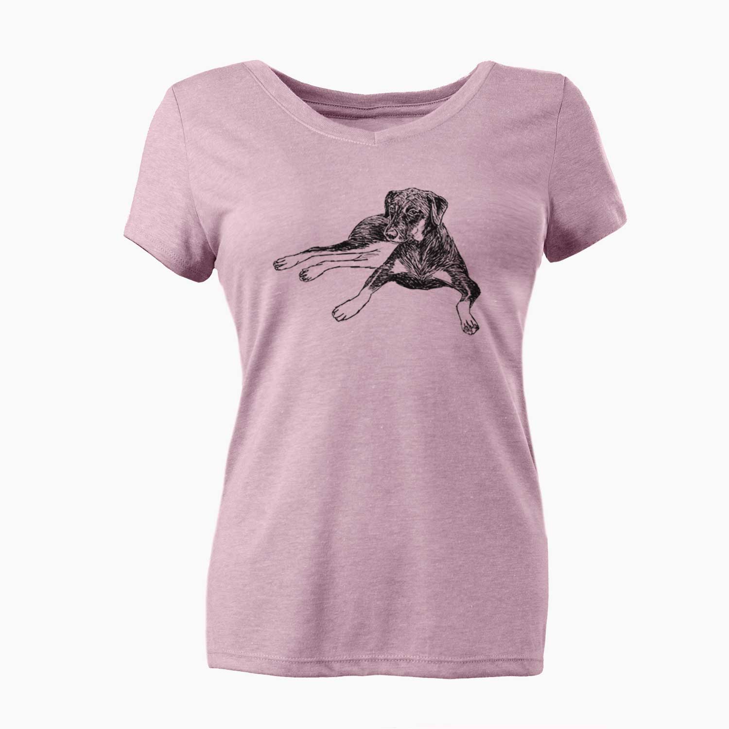 Doodled Penny Lee the Mixed Breed - Women's V-neck Shirt