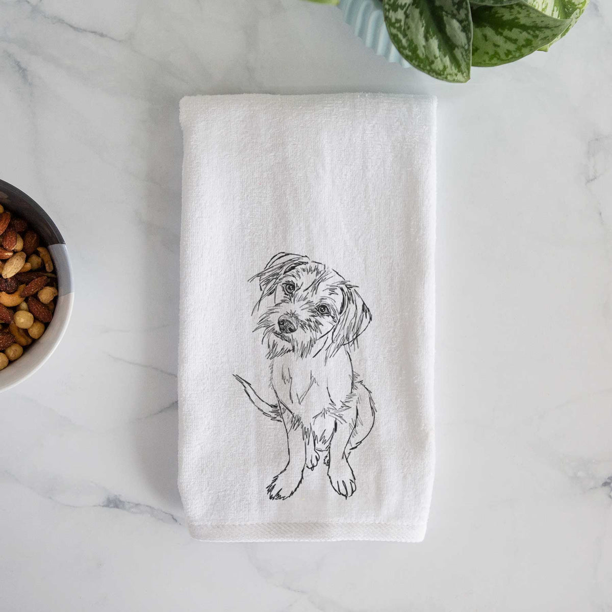 Doodled Penny the Mixed Breed Decorative Hand Towel