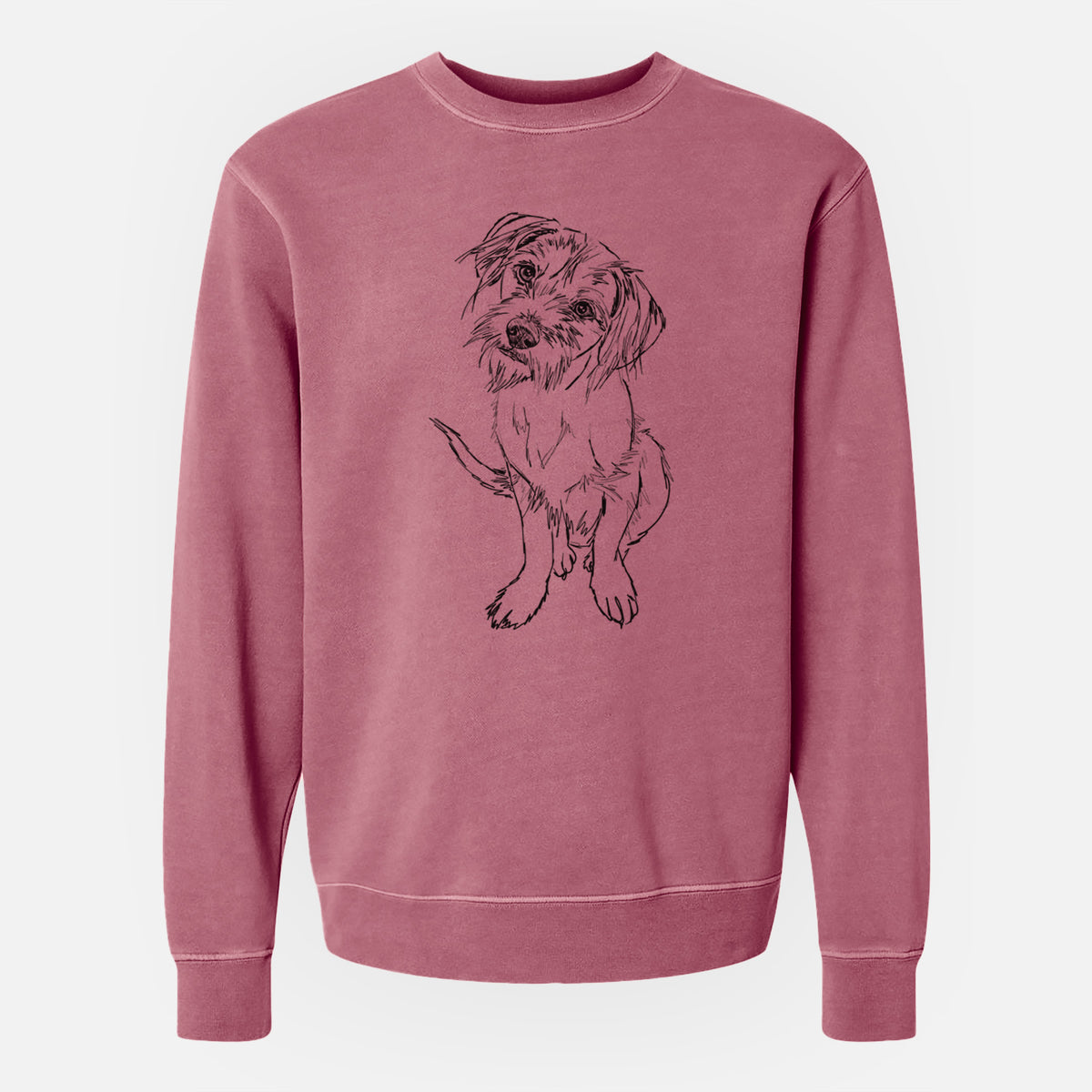 Doodled Penny the Mixed Breed - Unisex Pigment Dyed Crew Sweatshirt