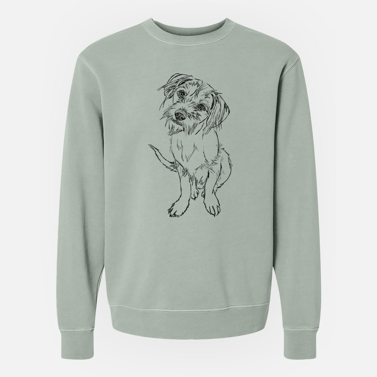 Doodled Penny the Mixed Breed - Unisex Pigment Dyed Crew Sweatshirt
