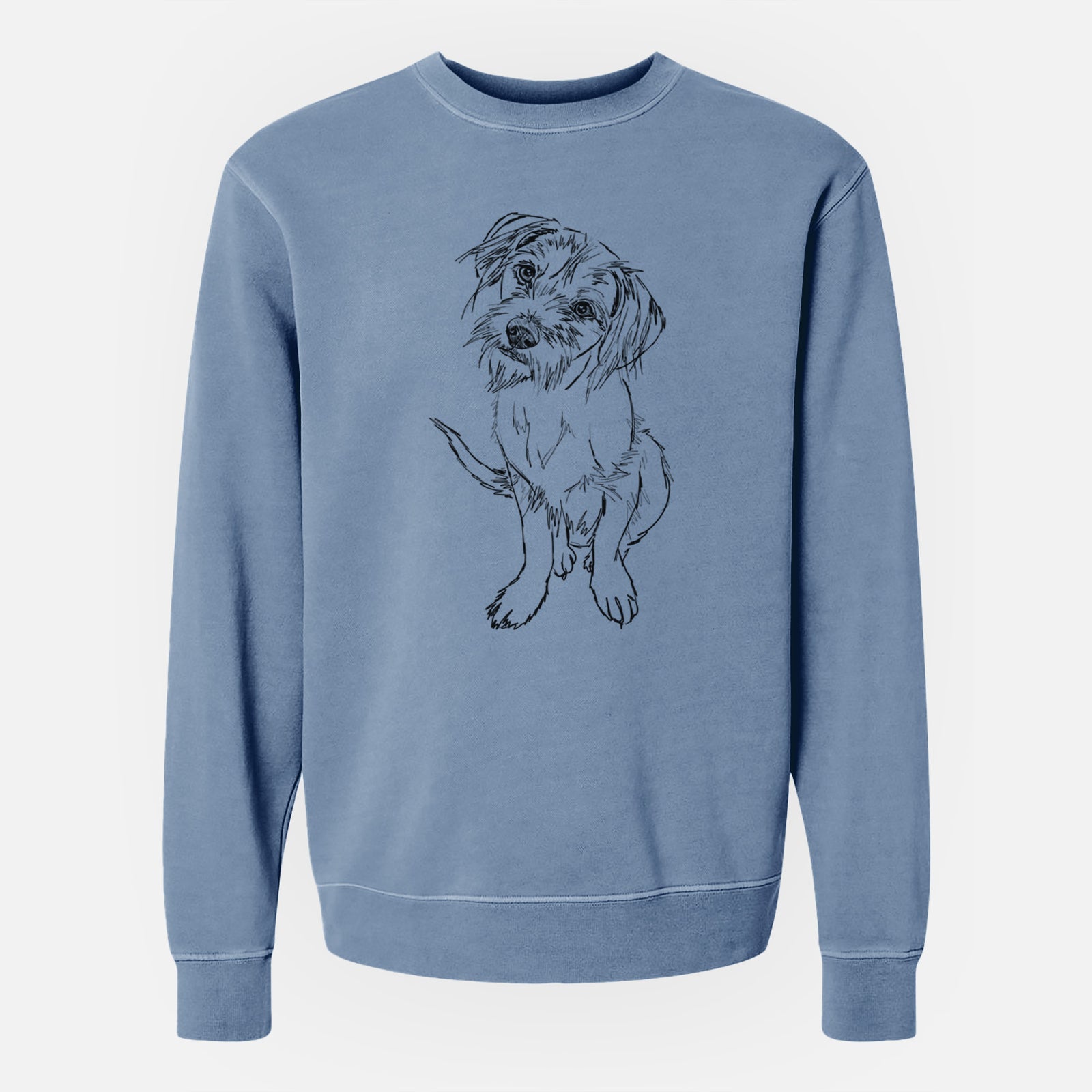 Doodled Penny the Mixed Breed - Unisex Pigment Dyed Crew Sweatshirt