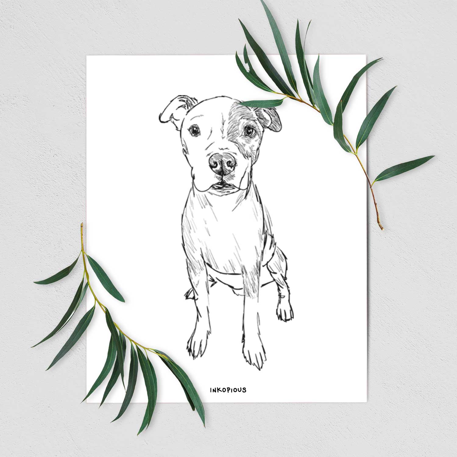 Doodled Peter the Pitbull Art Print