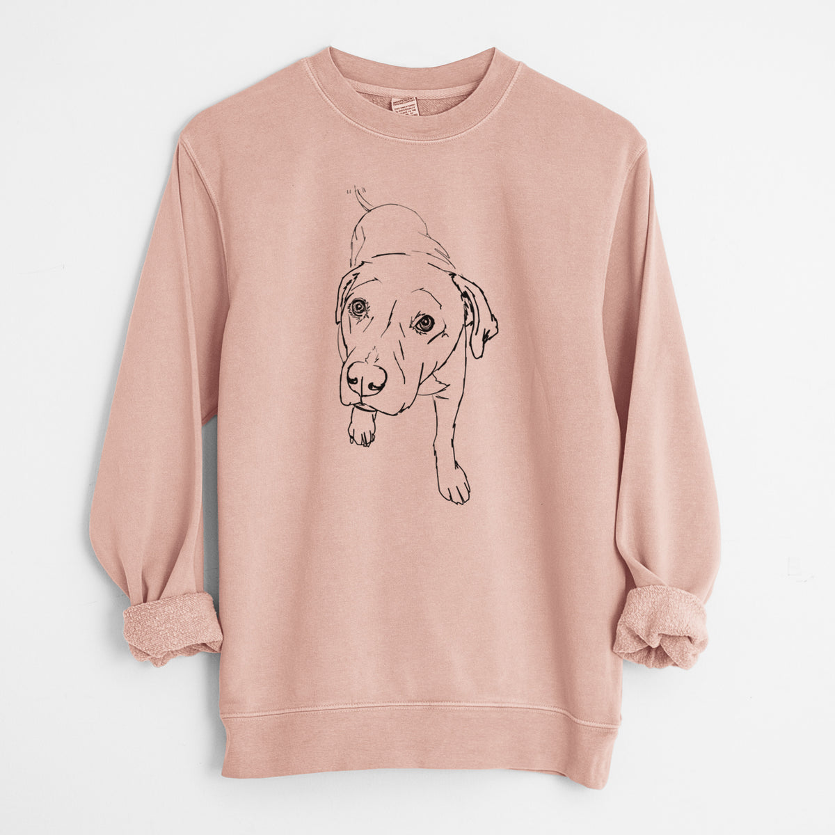 Doodled Peyton the Pitbull - Unisex Pigment Dyed Crew Sweatshirt