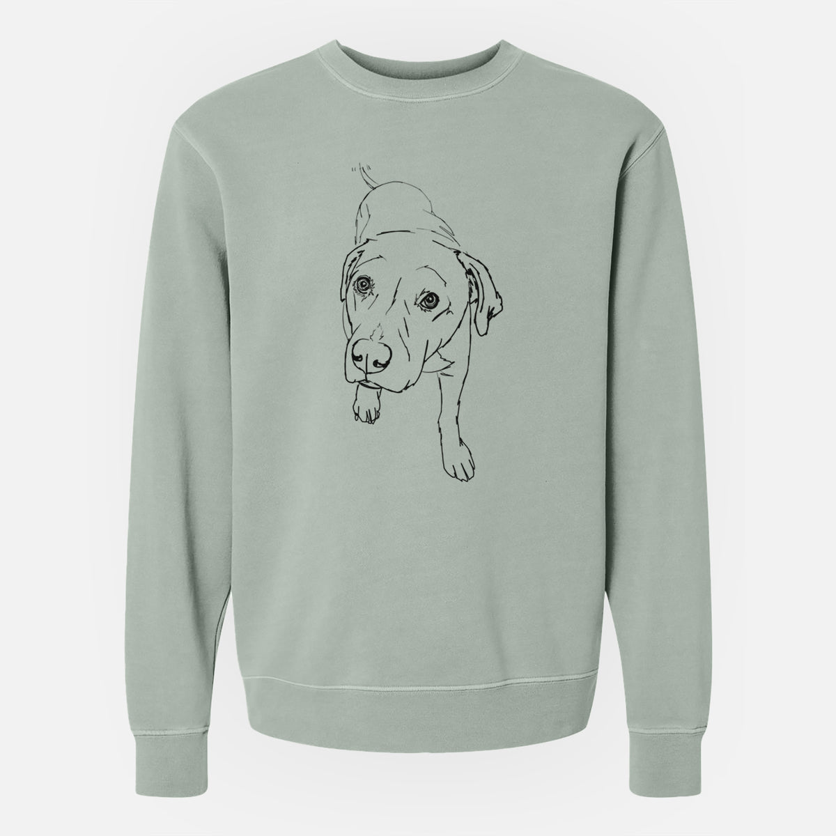 Doodled Peyton the Pitbull - Unisex Pigment Dyed Crew Sweatshirt