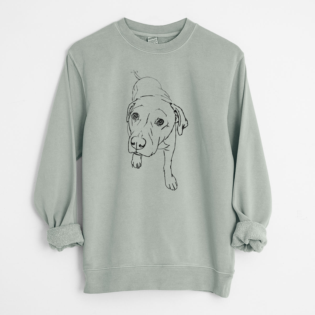 Doodled Peyton the Pitbull - Unisex Pigment Dyed Crew Sweatshirt