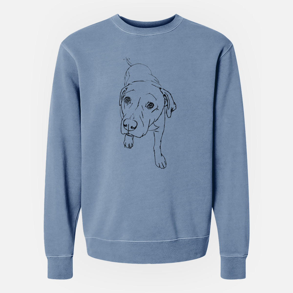Doodled Peyton the Pitbull - Unisex Pigment Dyed Crew Sweatshirt