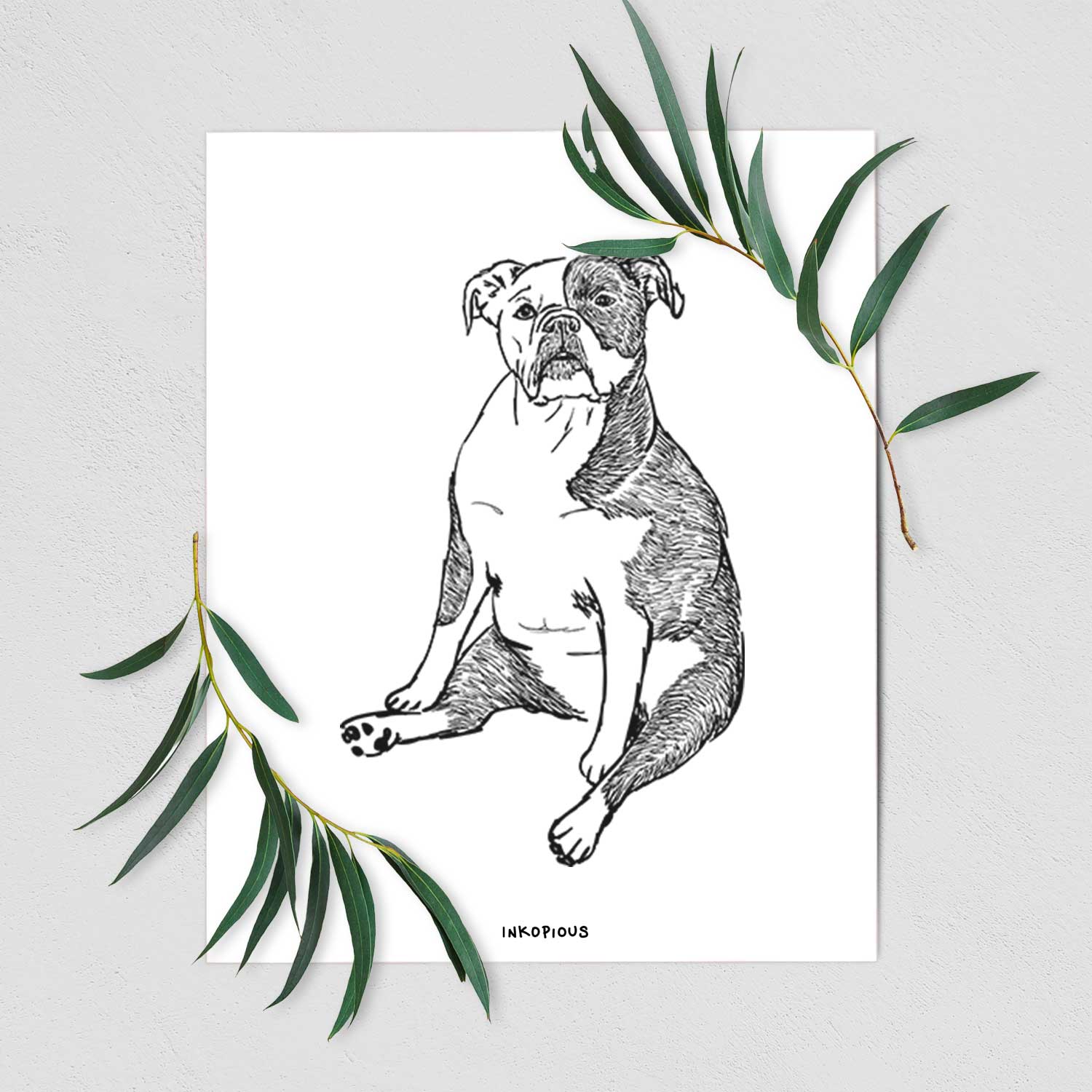 Doodled Phoebe the English Bulldog Art Print