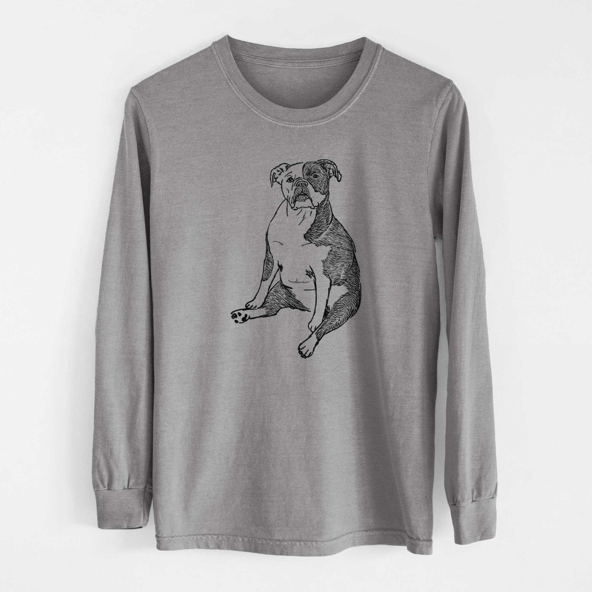 Doodled Phoebe the English Bulldog - Heavyweight 100% Cotton Long Sleeve