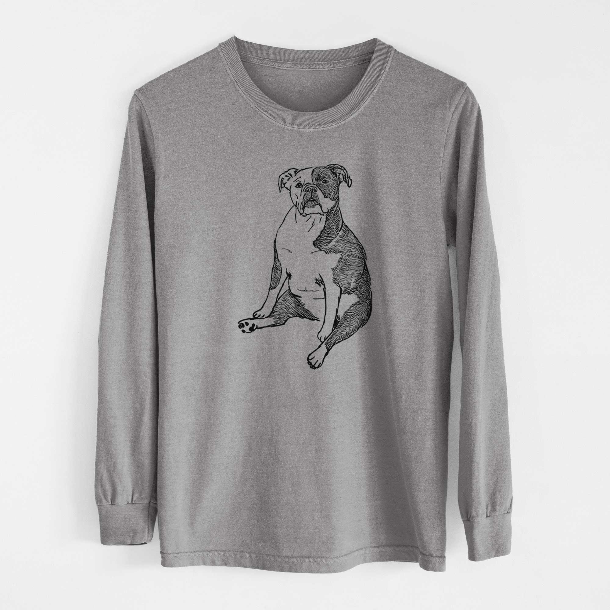 Doodled Phoebe the English Bulldog - Heavyweight 100% Cotton Long Sleeve