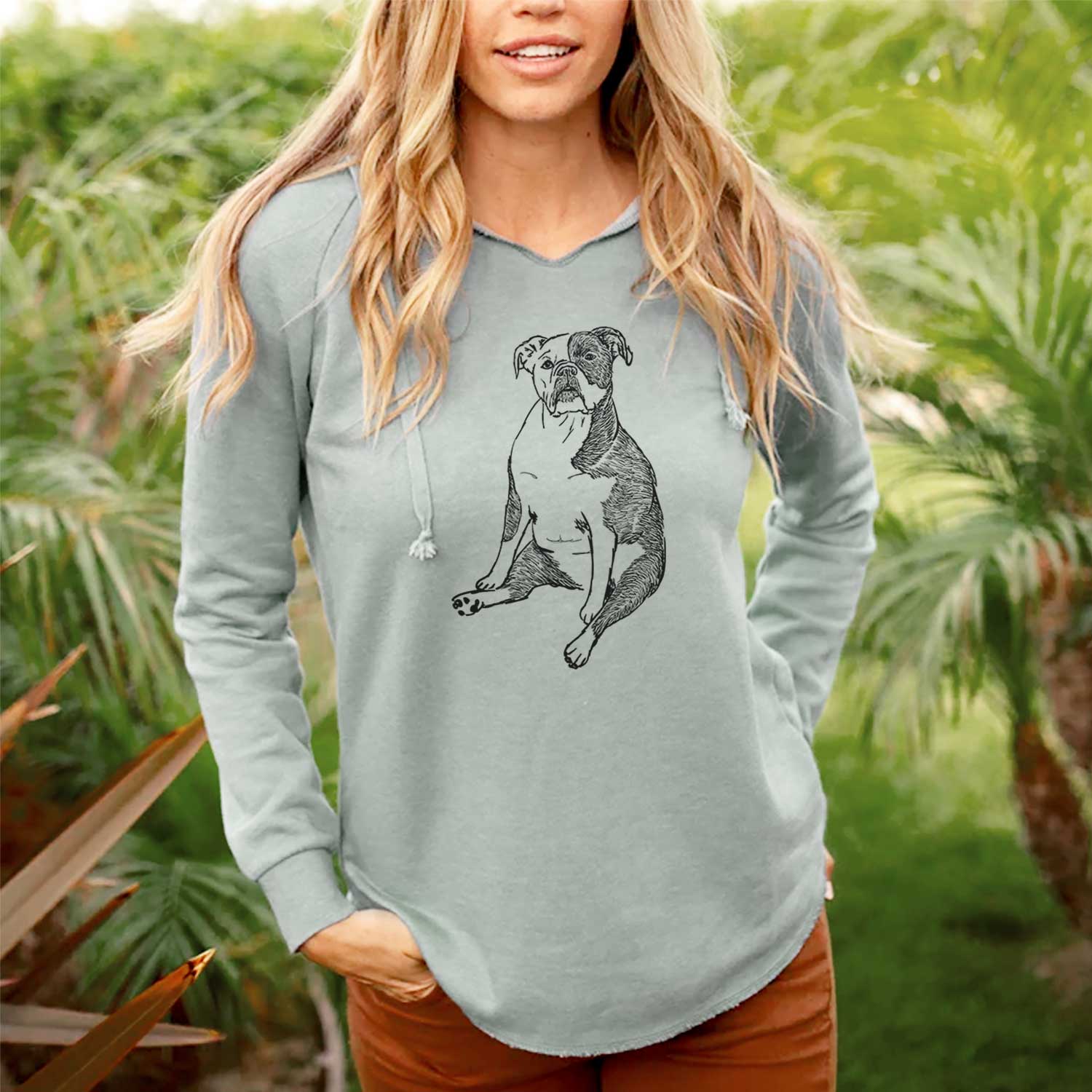 Doodled Phoebe the English Bulldog - Cali Wave Hooded Sweatshirt