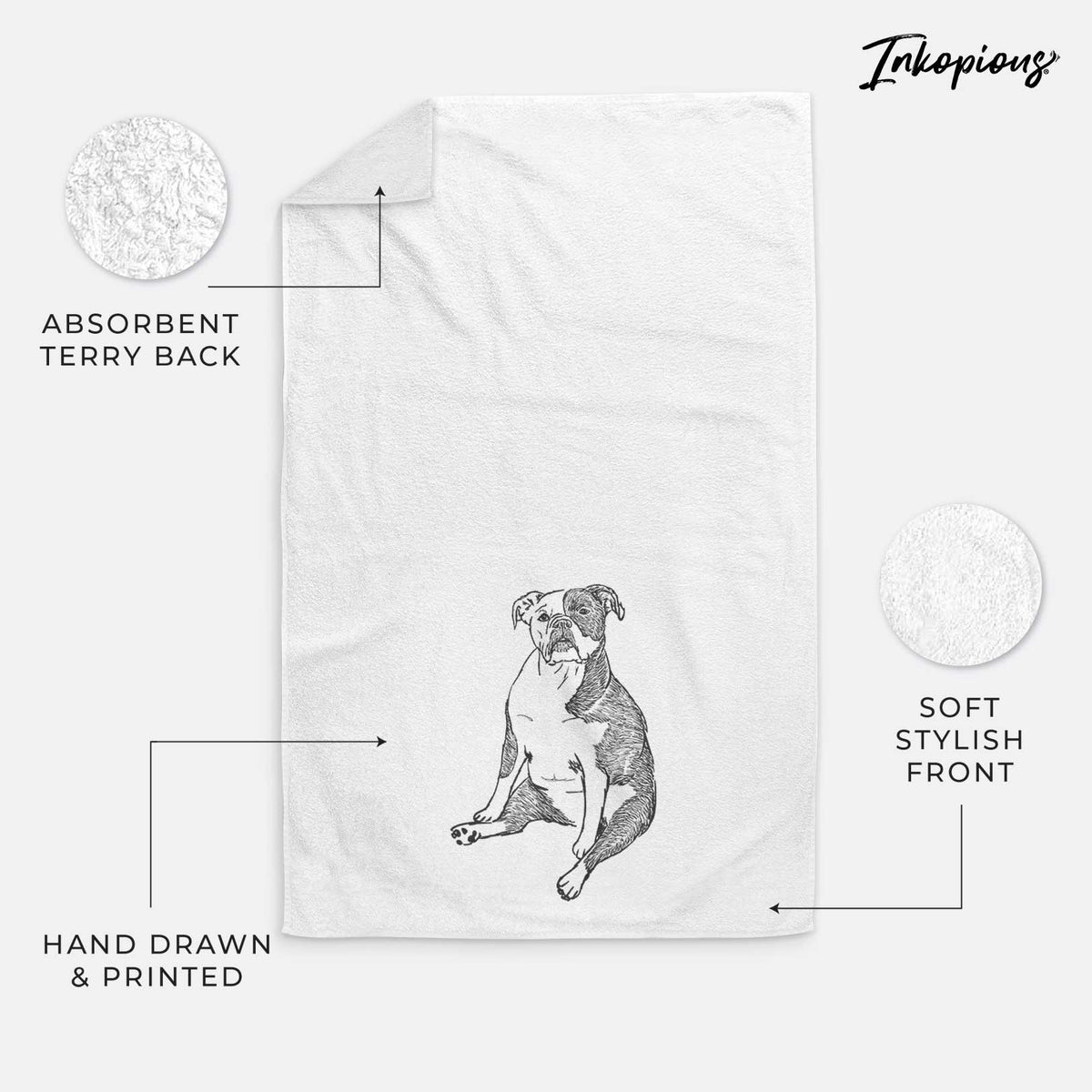 Doodled Phoebe the English Bulldog Decorative Hand Towel