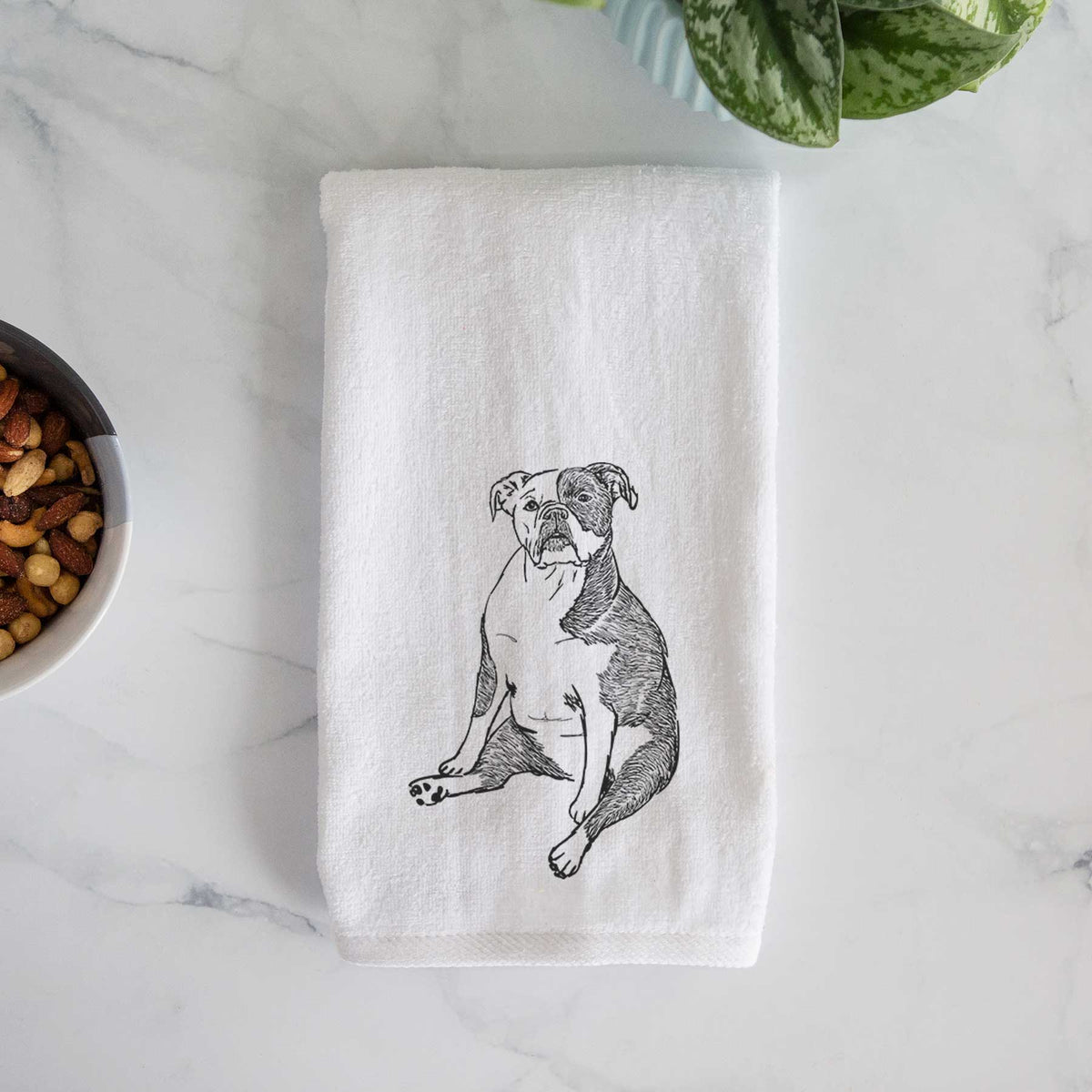 Doodled Phoebe the English Bulldog Decorative Hand Towel